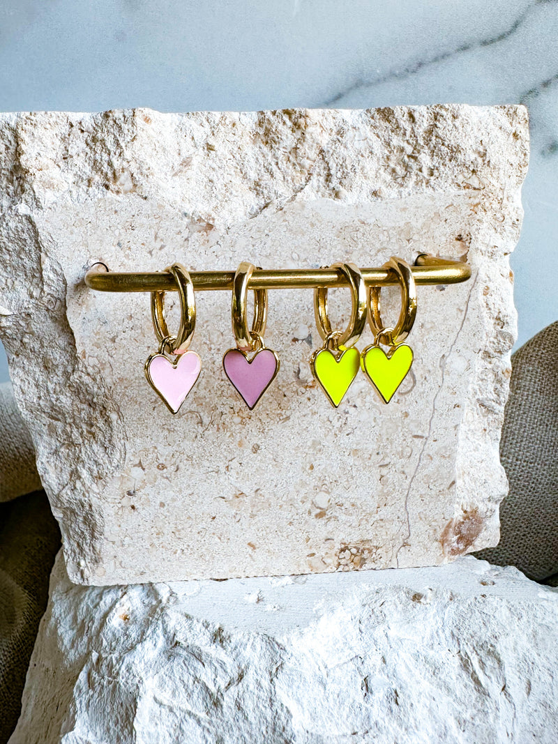 Enamel Heart Earrings
