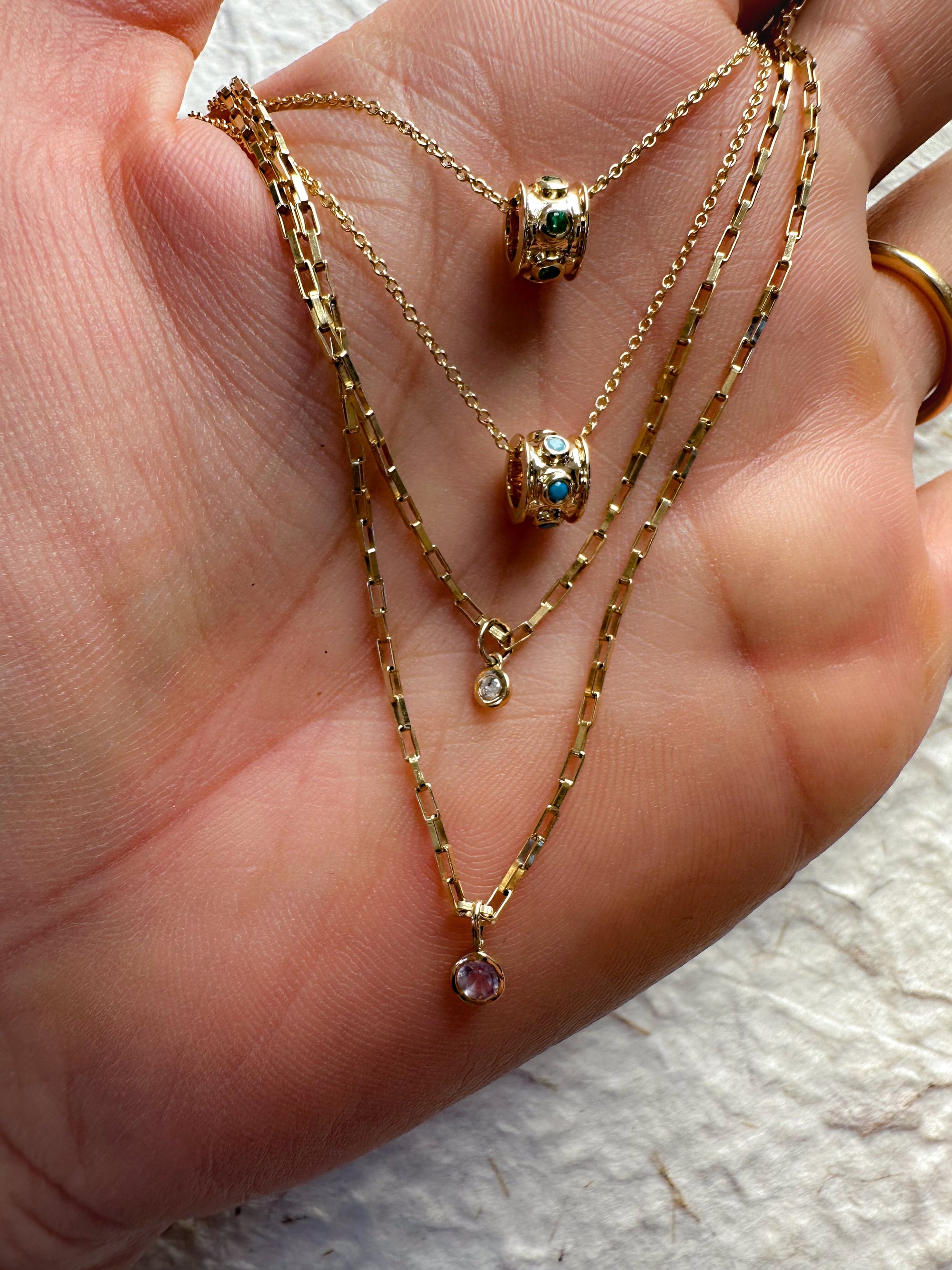 Pink Sapphire Link Necklace