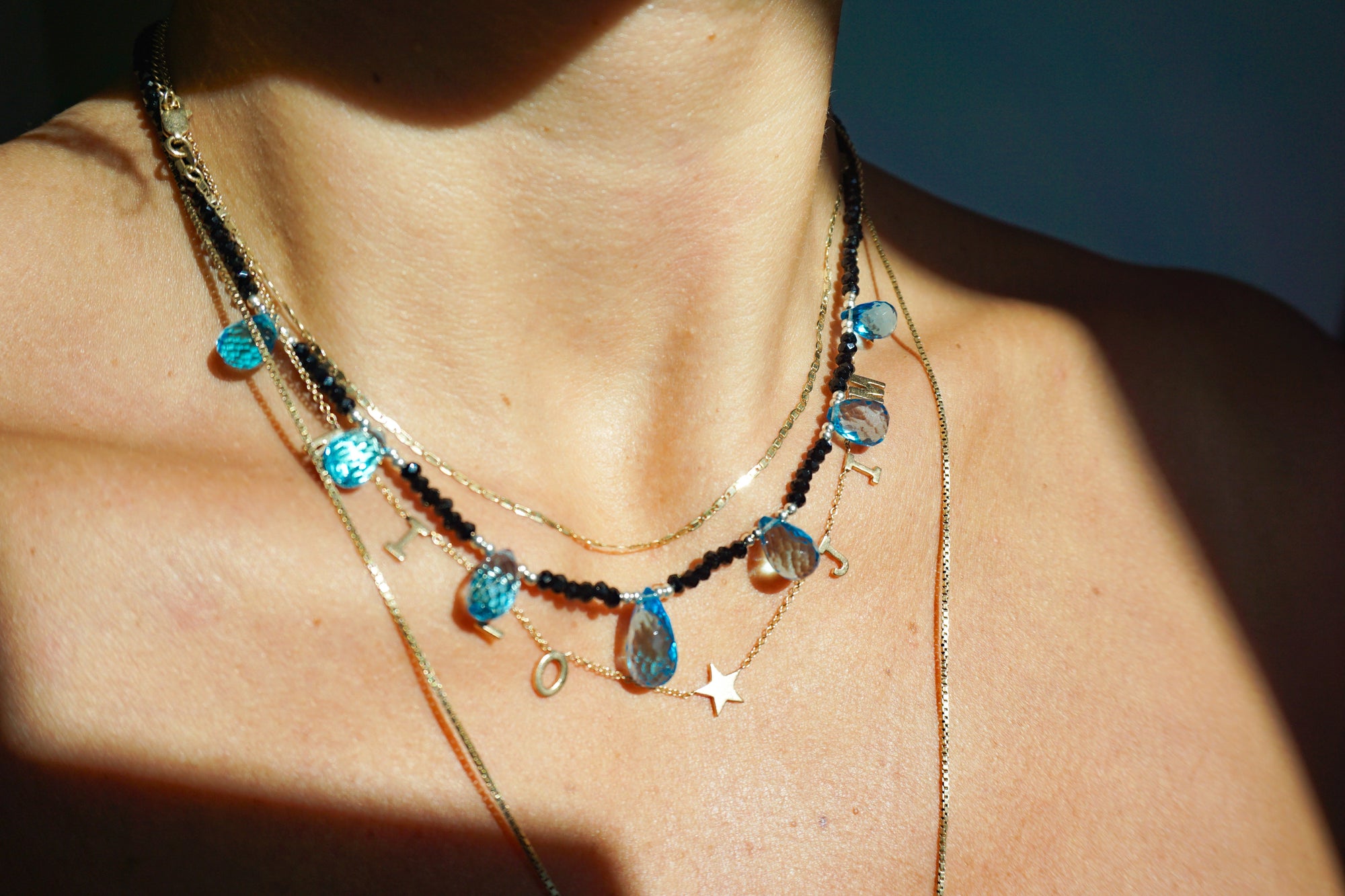 Blue Topaz & Spinel Necklace
