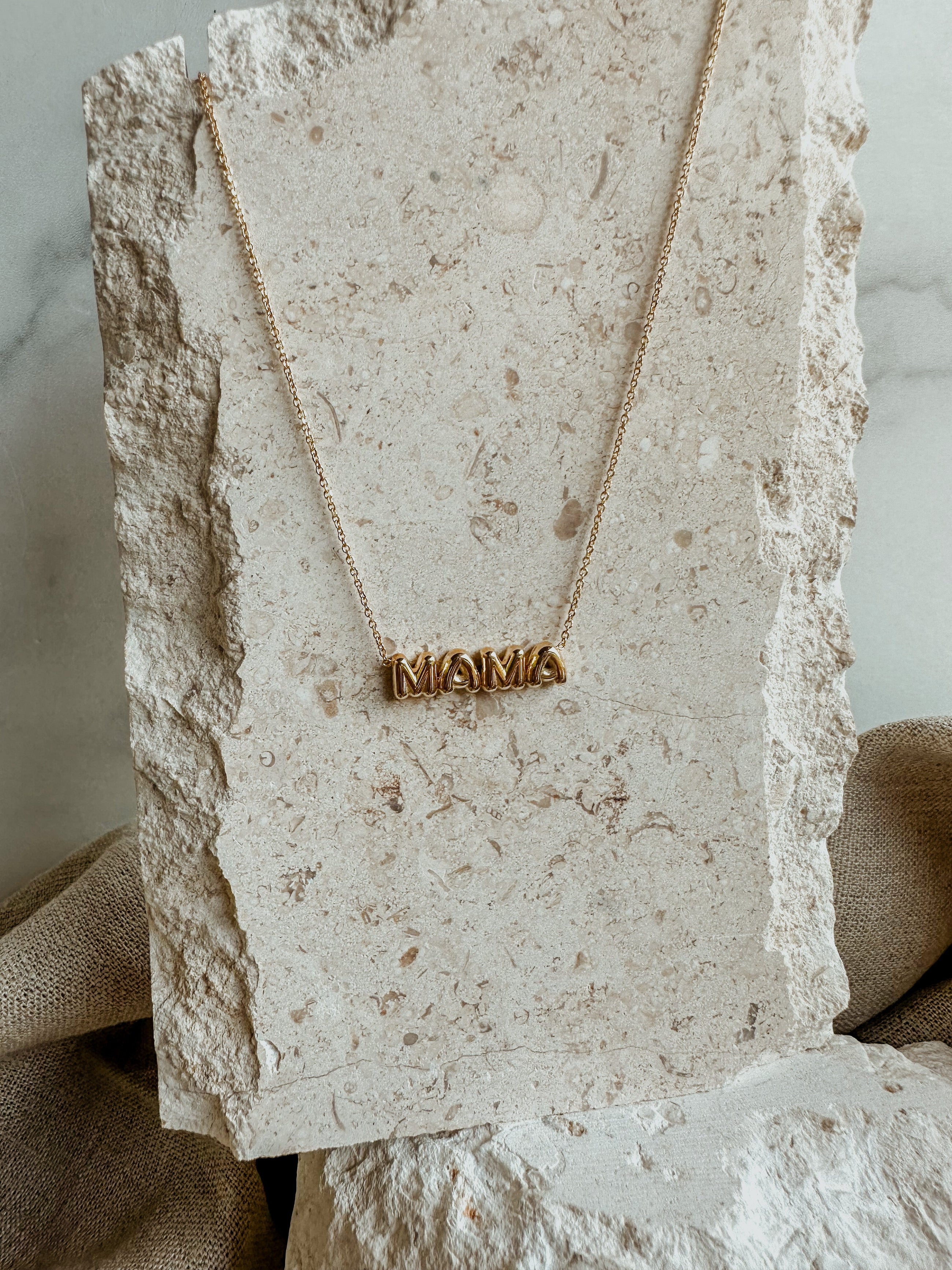 Puffy Gold MAMA Necklace
