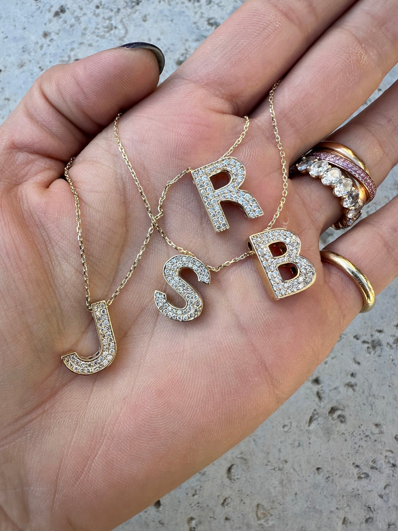 Large Diamond Initial Necklace
