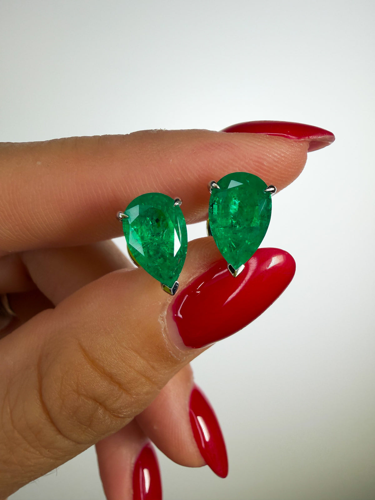 Emerald Pear Studs