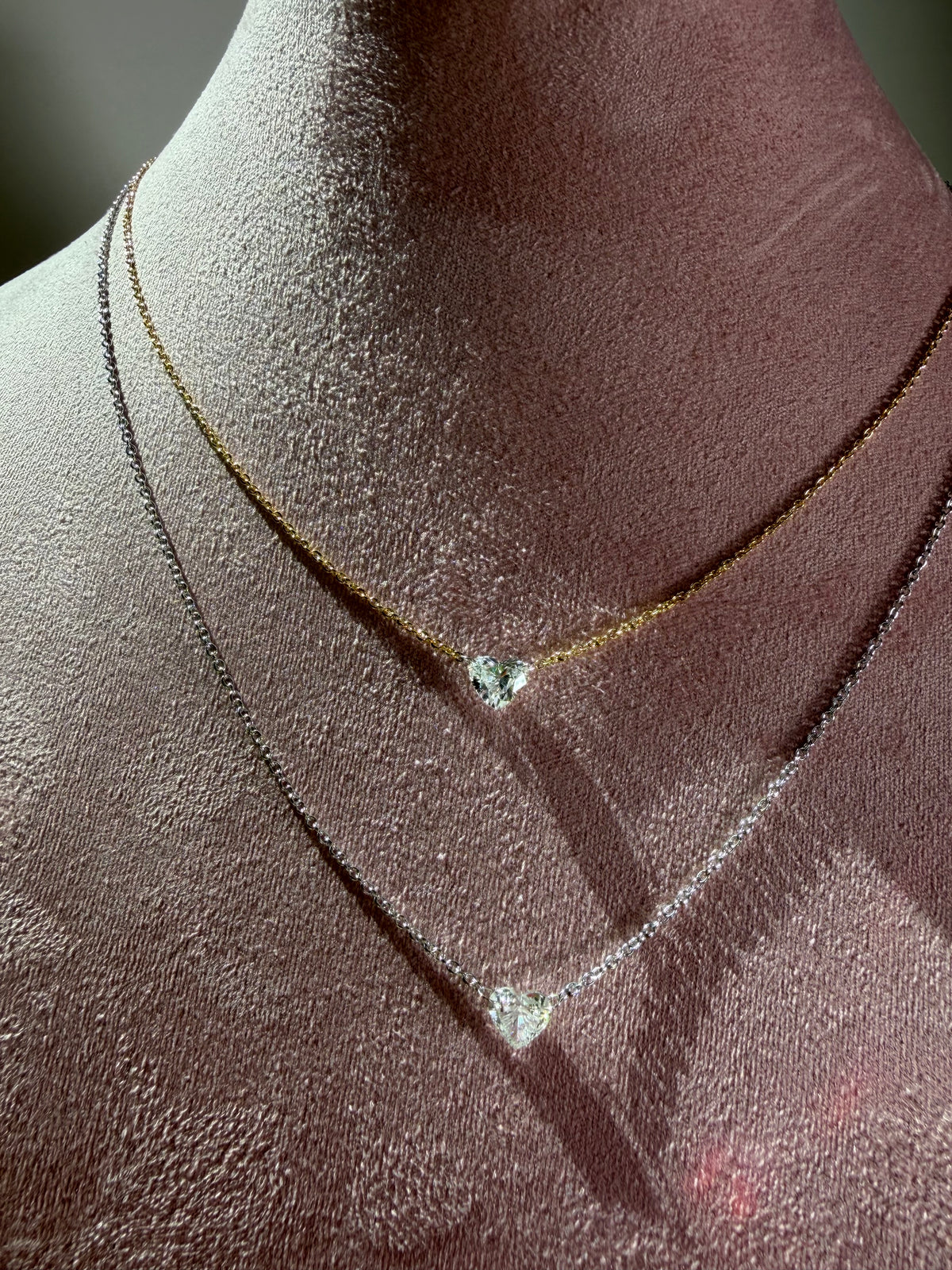 Floating Diamond Heart Necklace