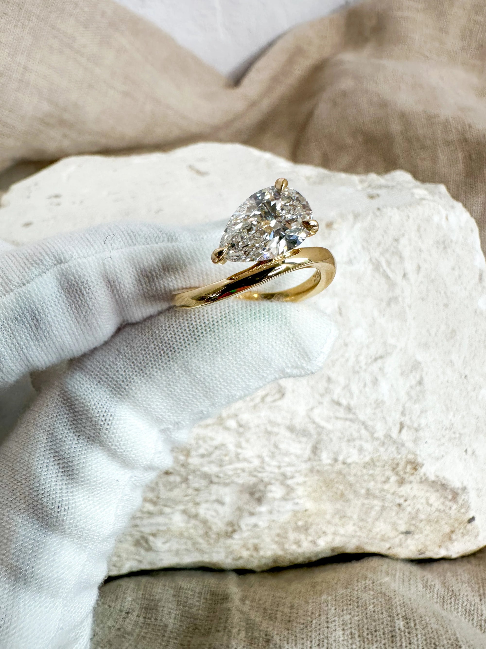 Pear Diamond Wave Ring
