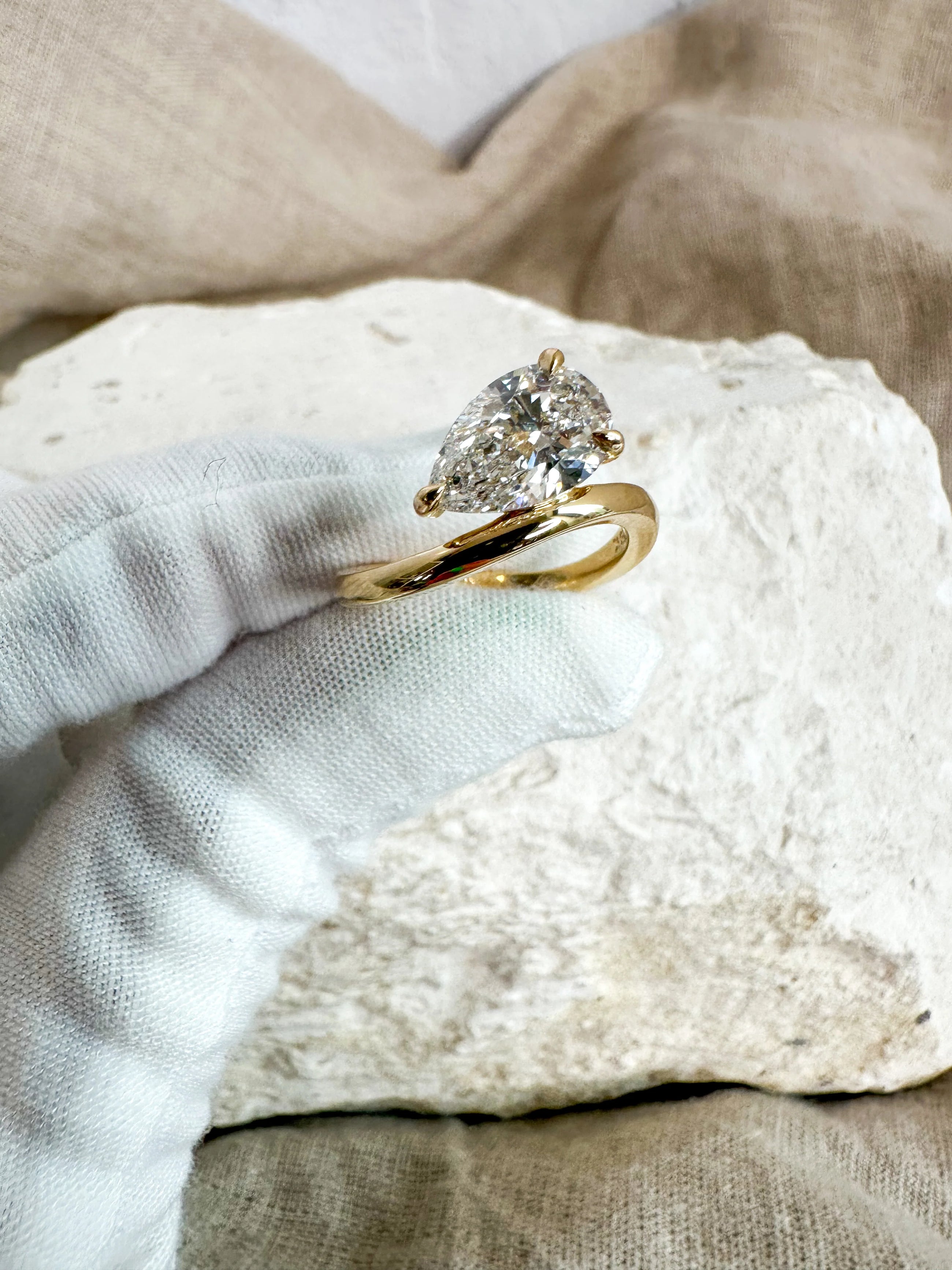 Pear Diamond Wave Ring