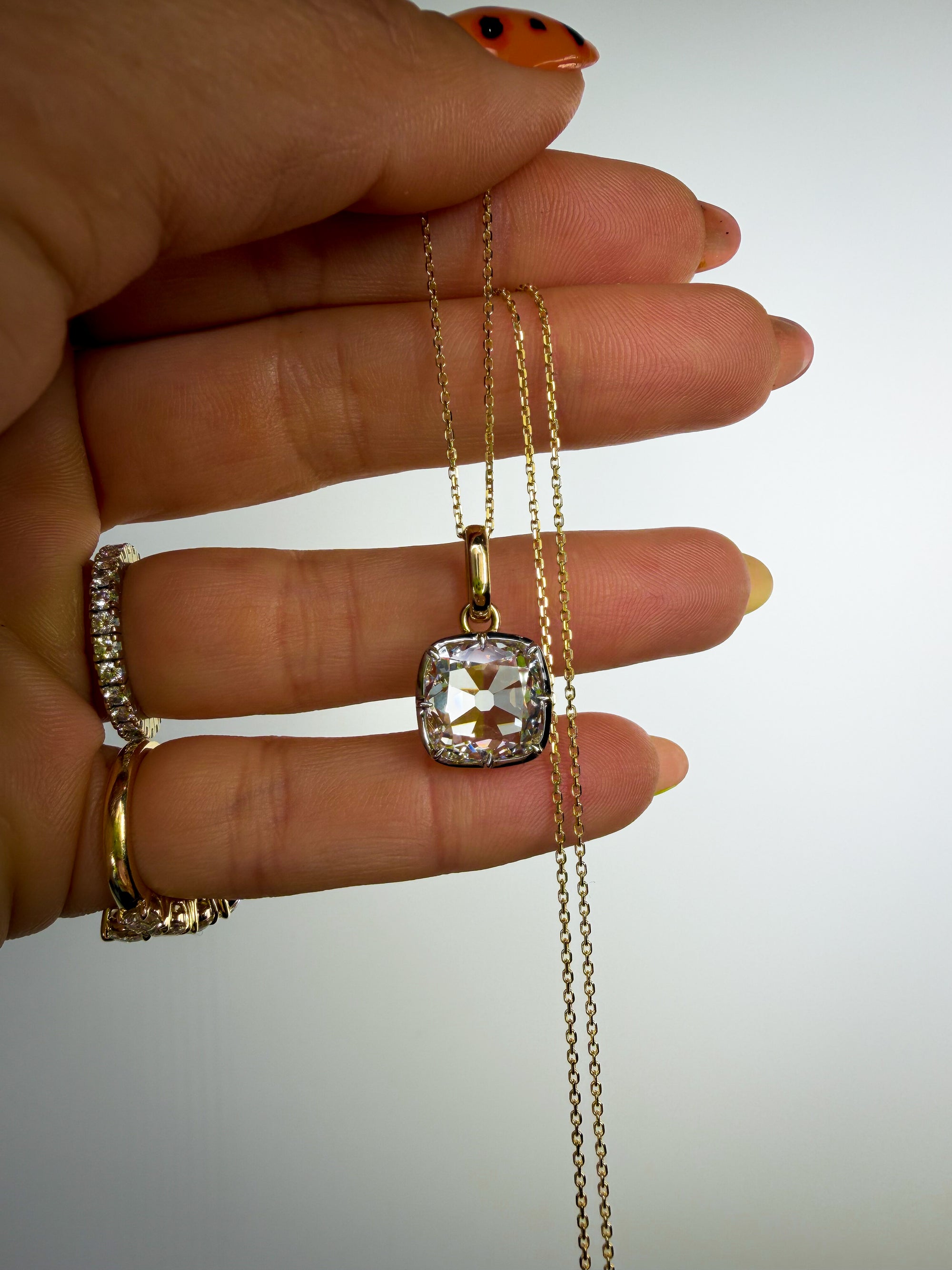 The Antique Rose Cut Cushion Pendant