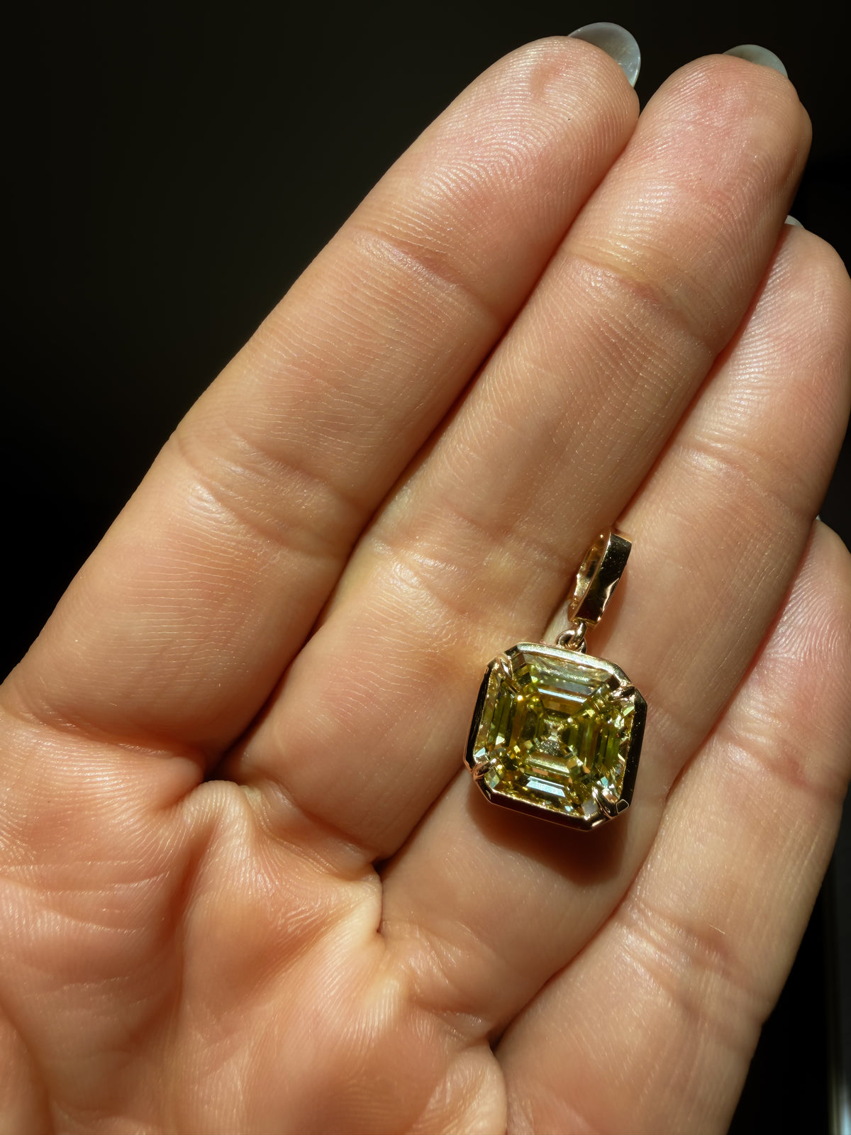 Fancy Yellow Antique Asscher Pendant