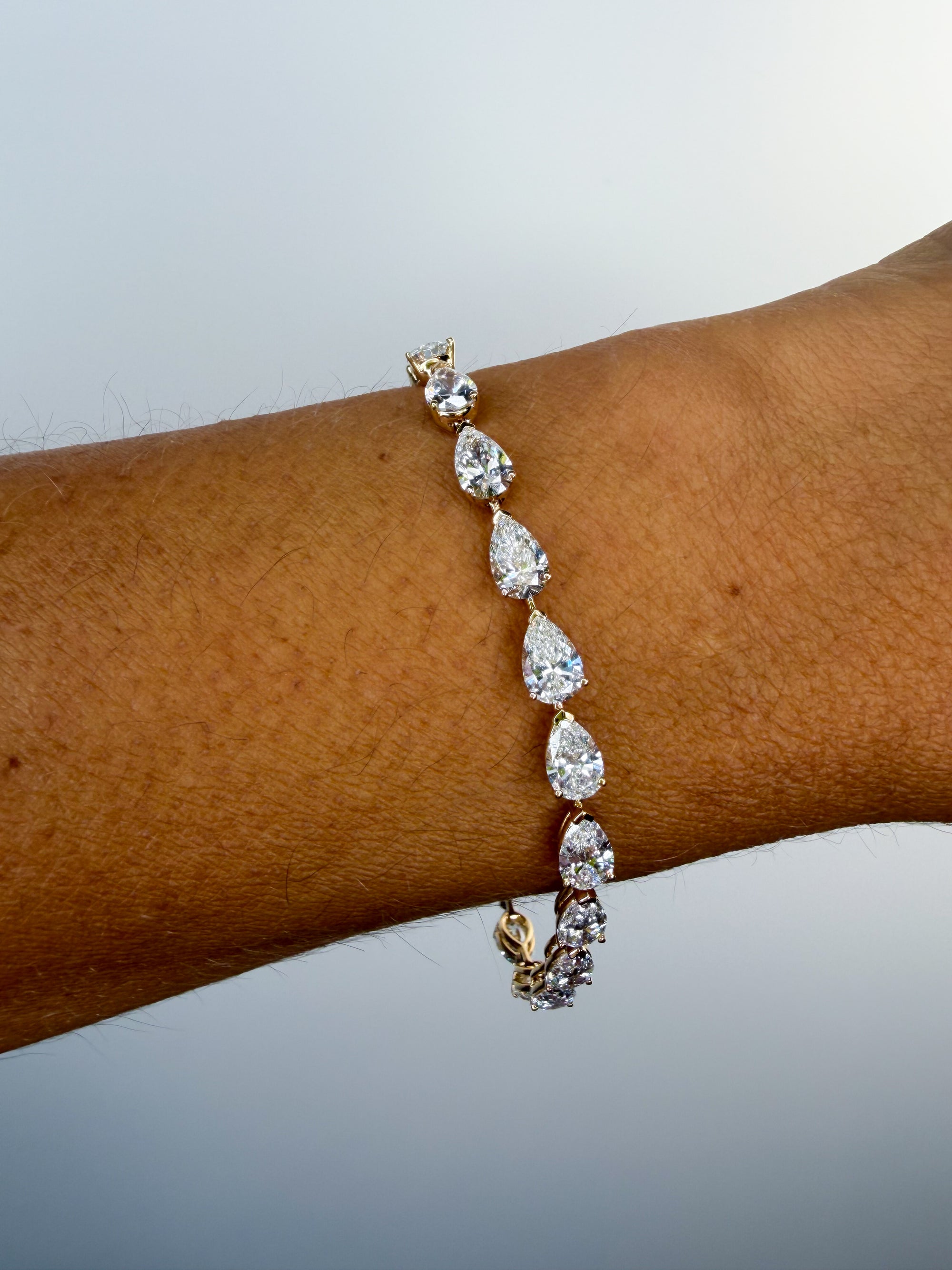 Large East - West Pear Tennis Bracelet