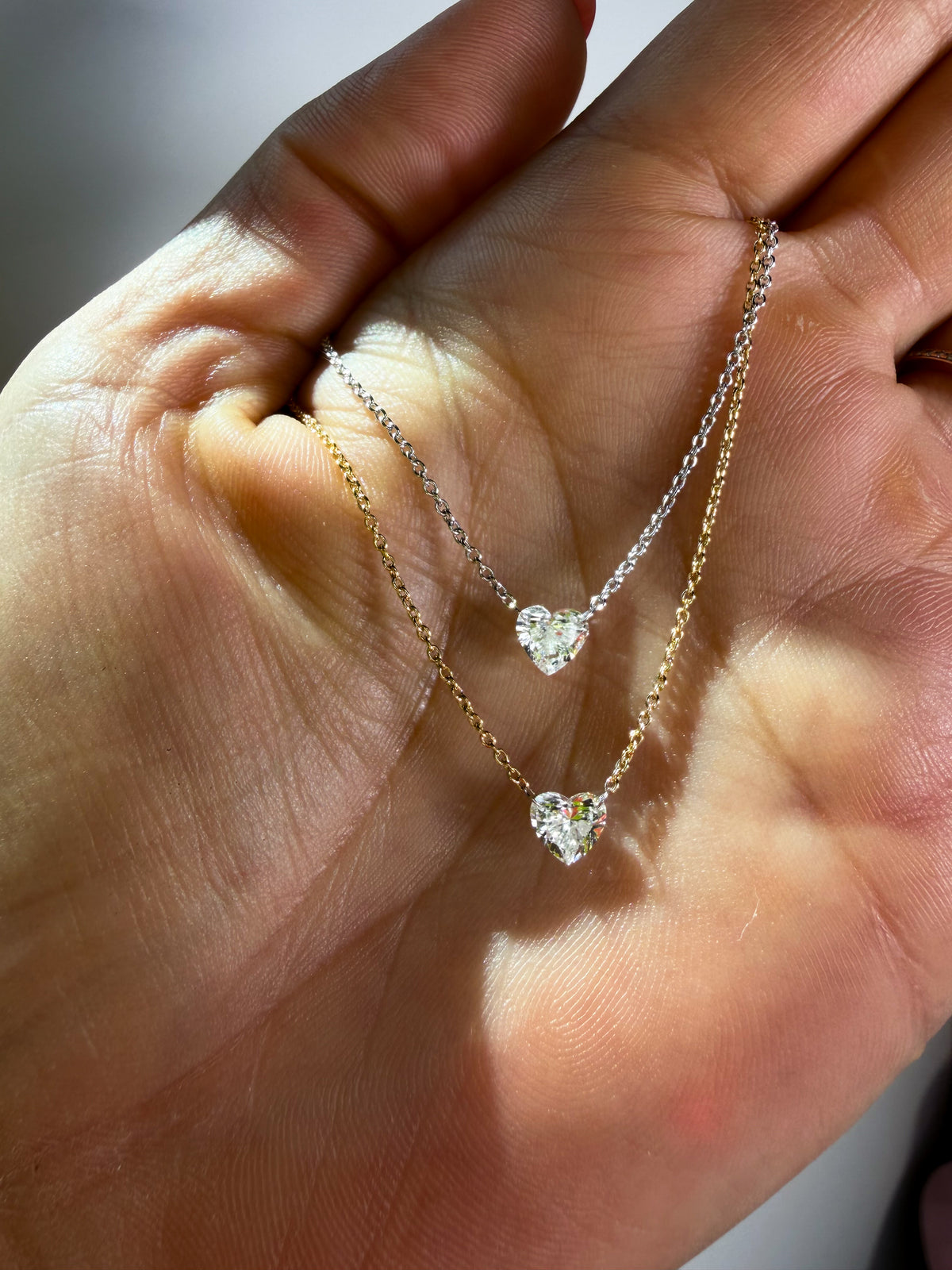 Floating Diamond Heart Necklace