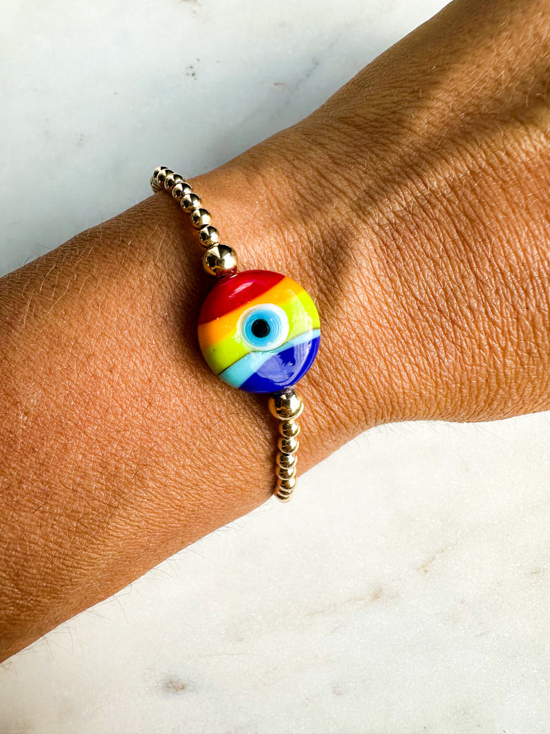 Rainbow Glass Eye Bracelet