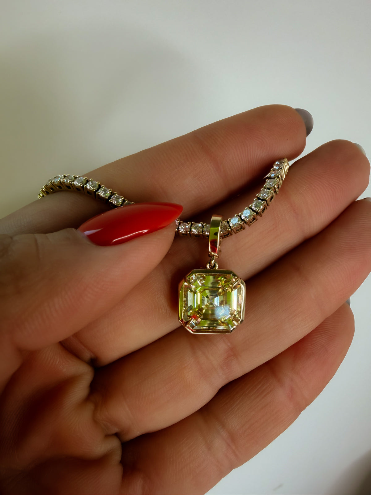 Fancy Yellow Antique Asscher Pendant
