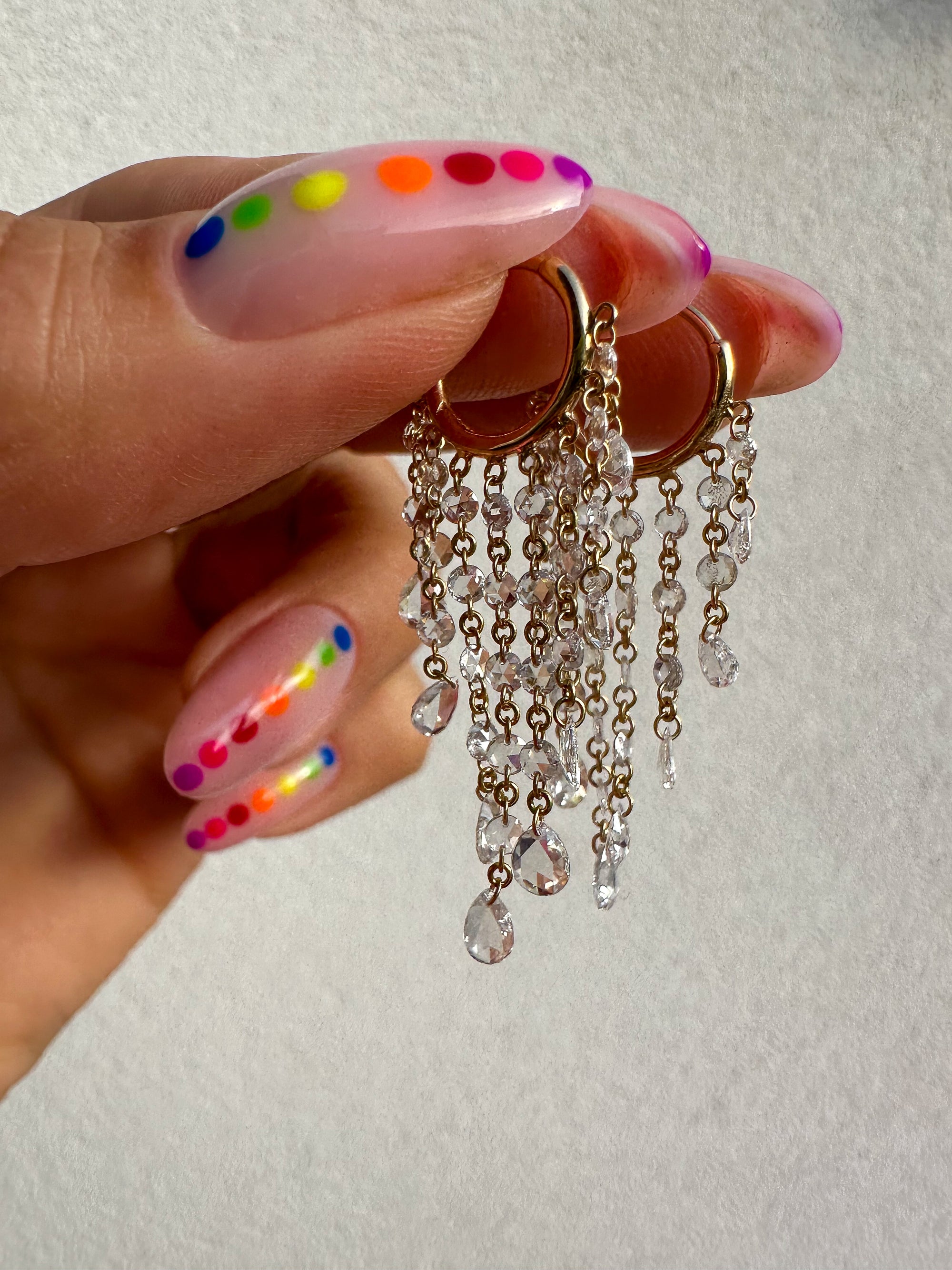 Glam Rose Cut Diamond Chandelier Earrings