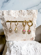 Pink Hamsa Earrings