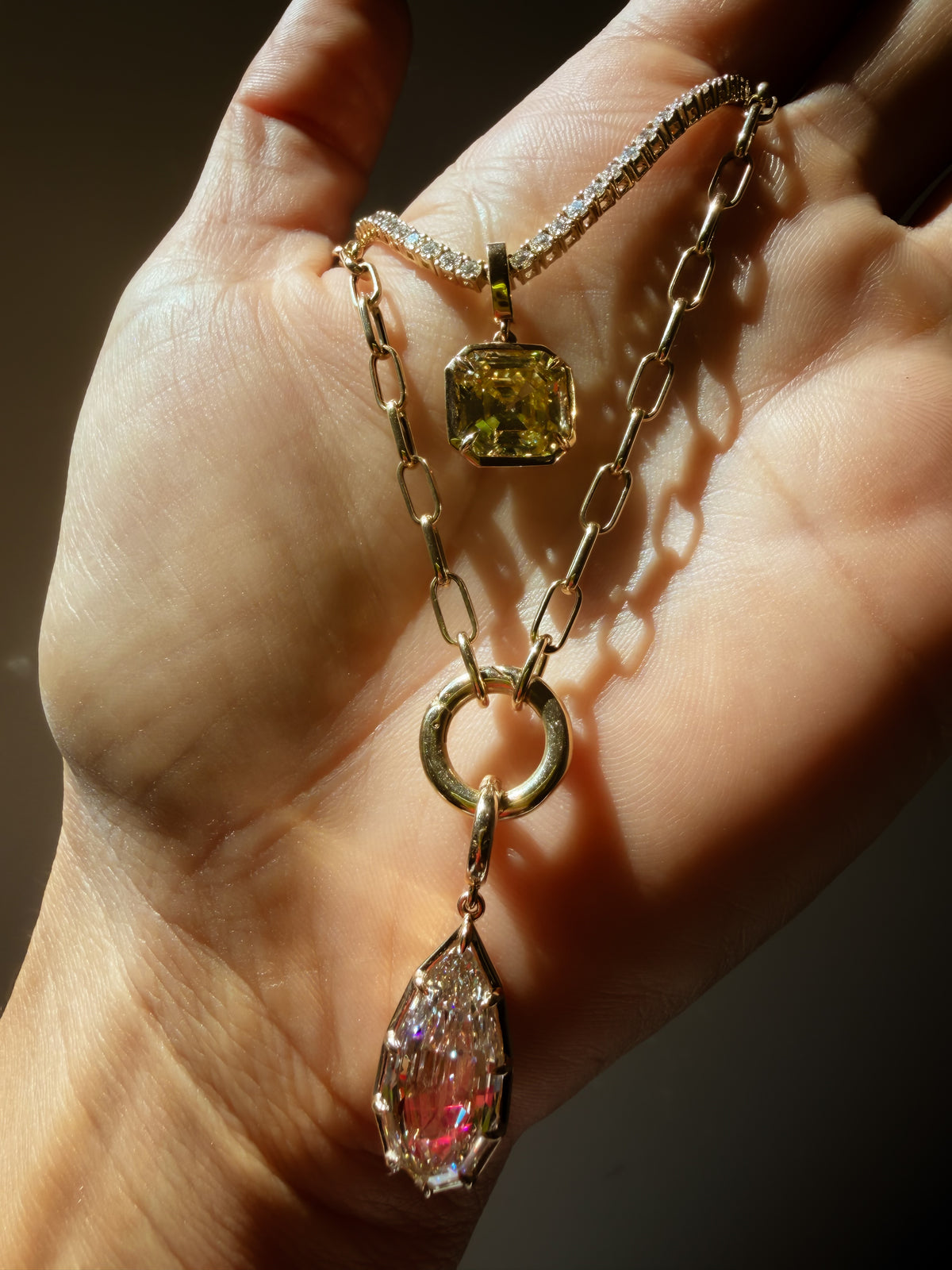 Fancy Yellow Antique Asscher Pendant
