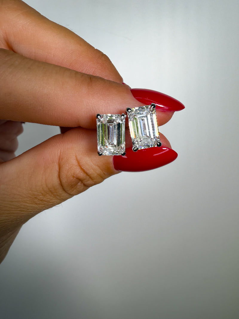 The Power Set - Emerald Cut 4ctw Diamond Studs