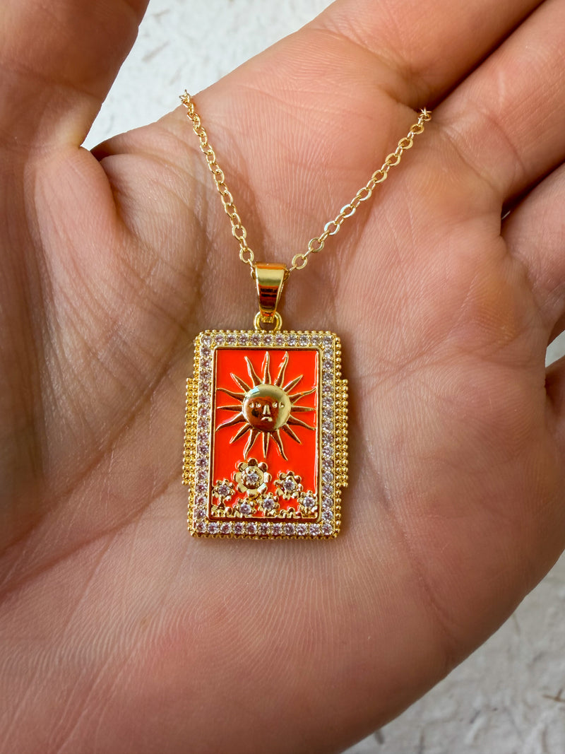 Solara Enamel Sun Necklace