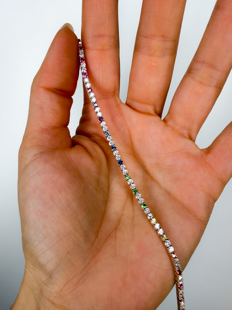 Rainbow Diamond Tennis Bracelet