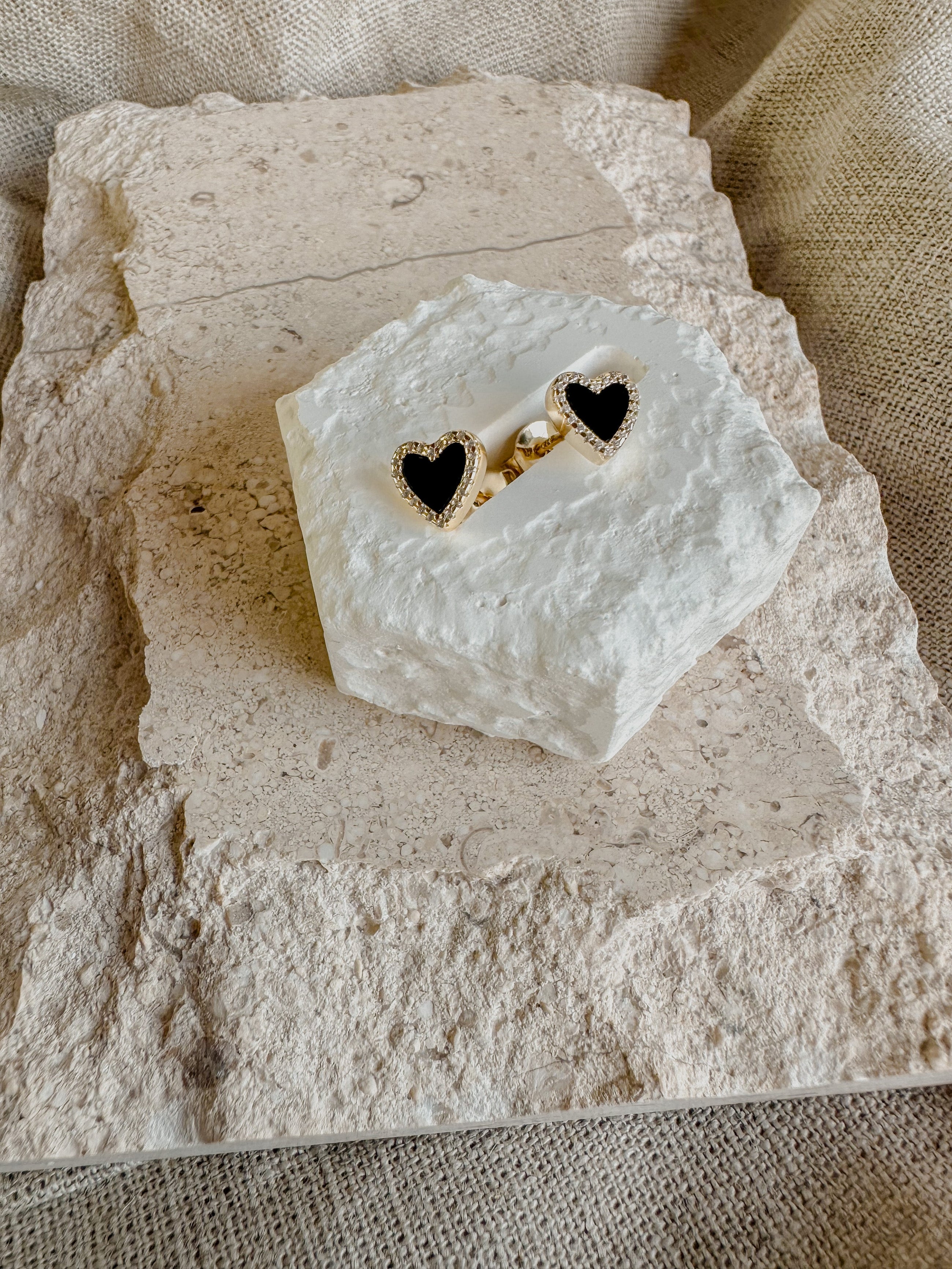 Black Onyx Heart Necklace & Earrings Set