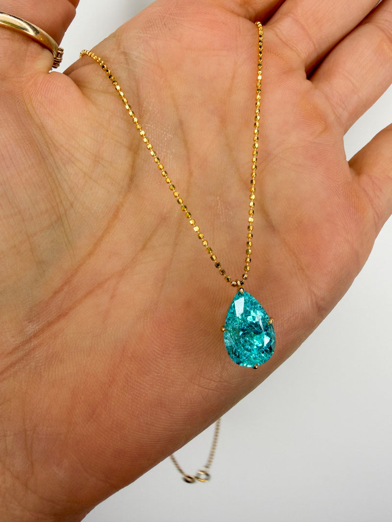 Electric Pear Paraiba Necklace
