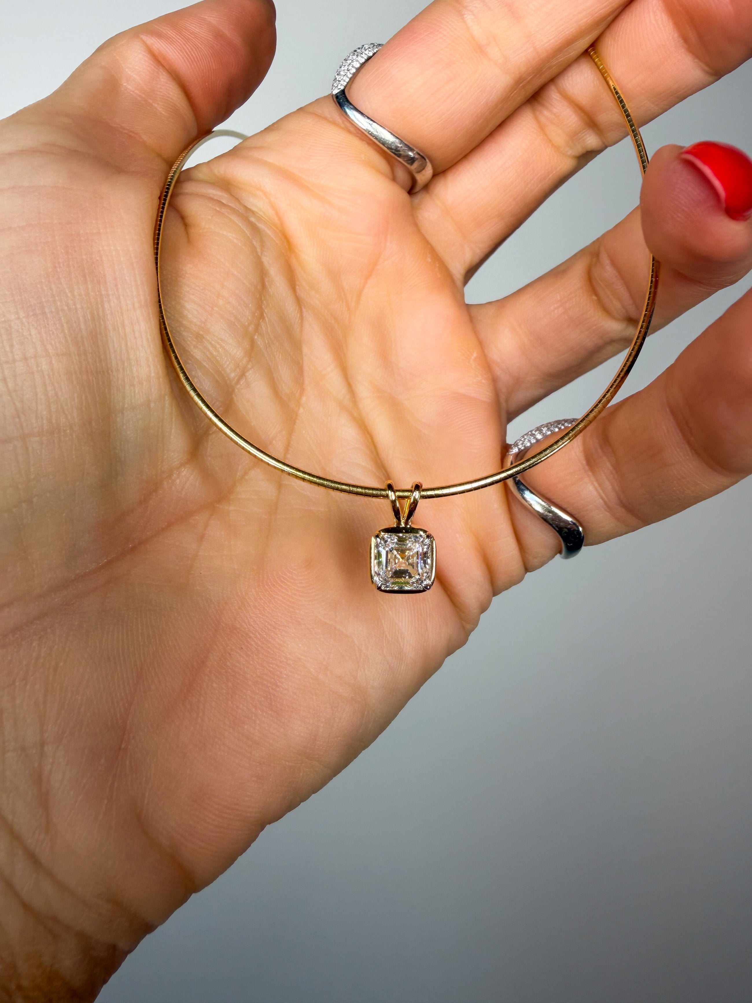 Georgian Asscher Pendant Necklace