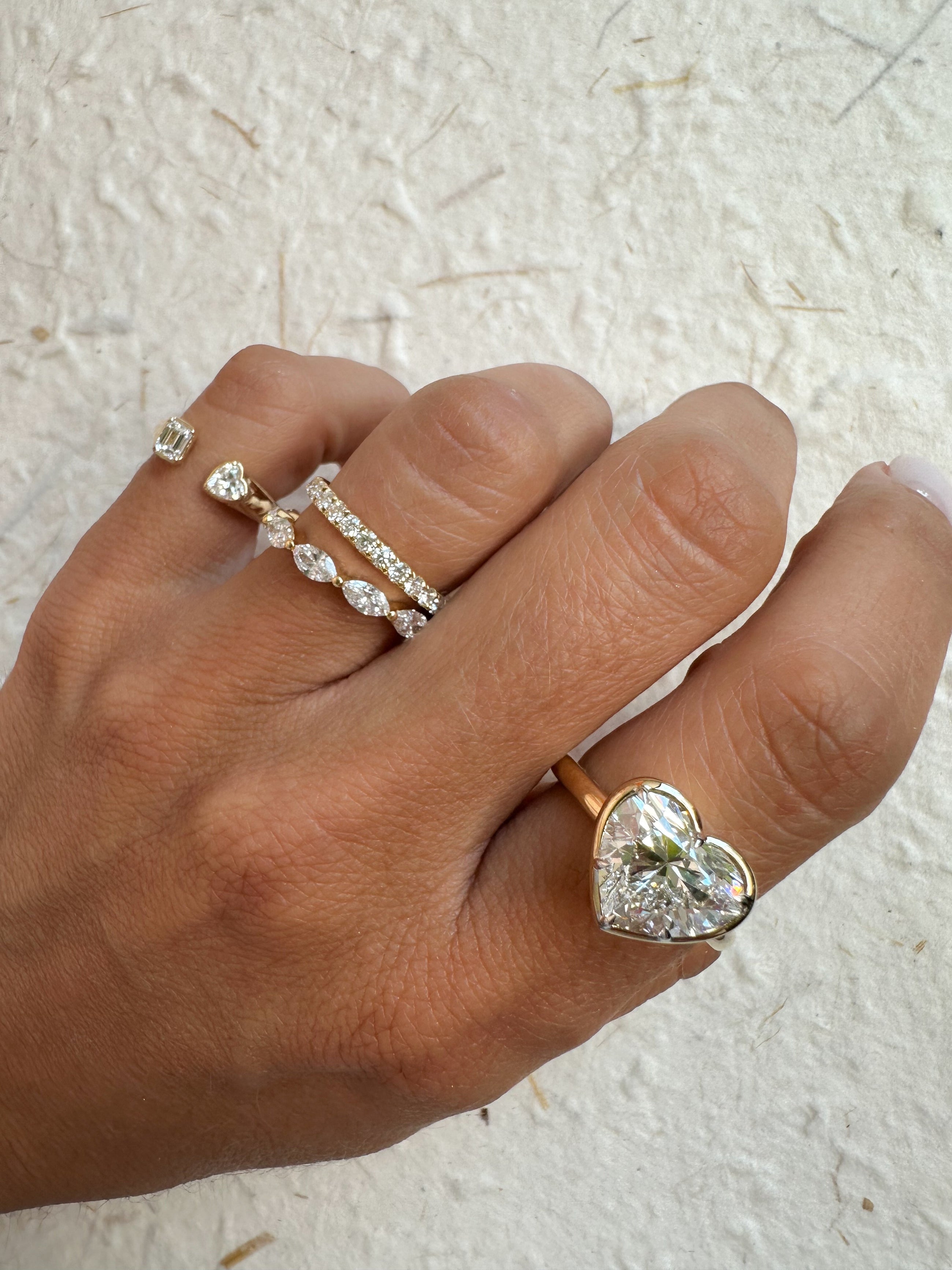 Heart & Emerald Diamond Pinky Ring
