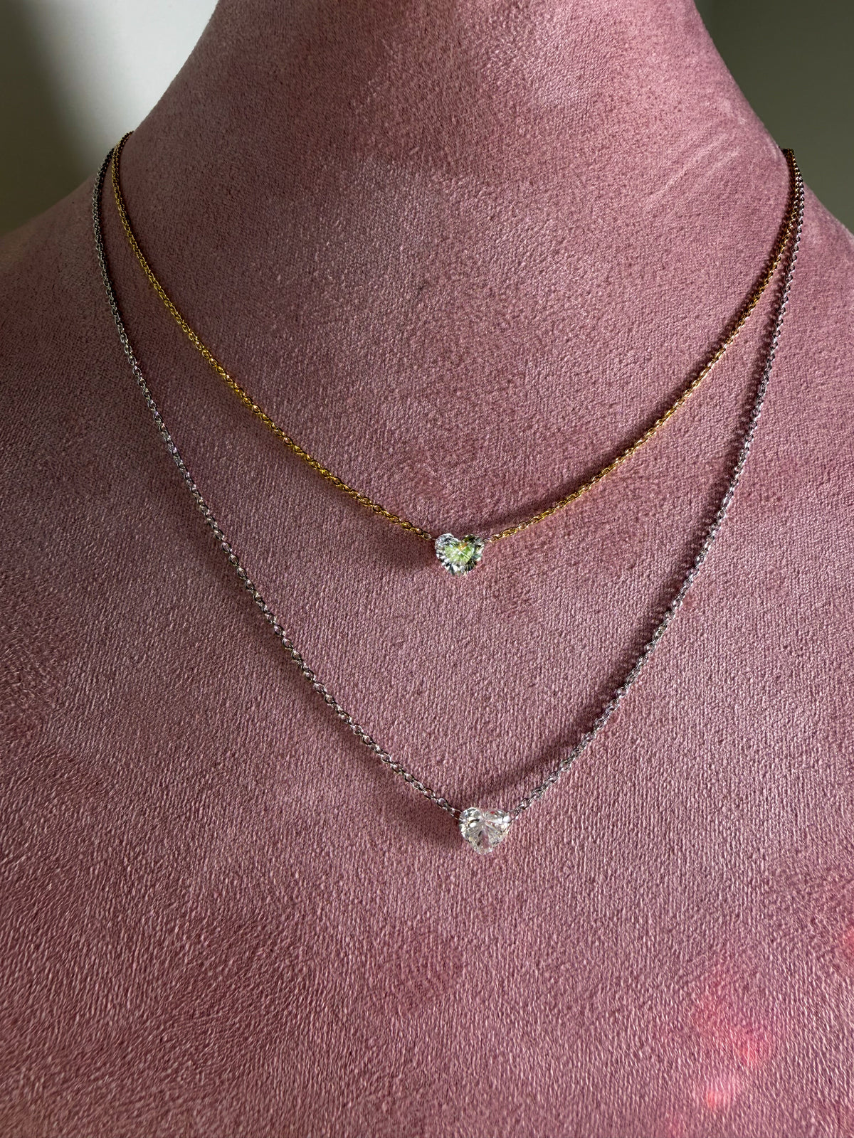 Floating Diamond Heart Necklace