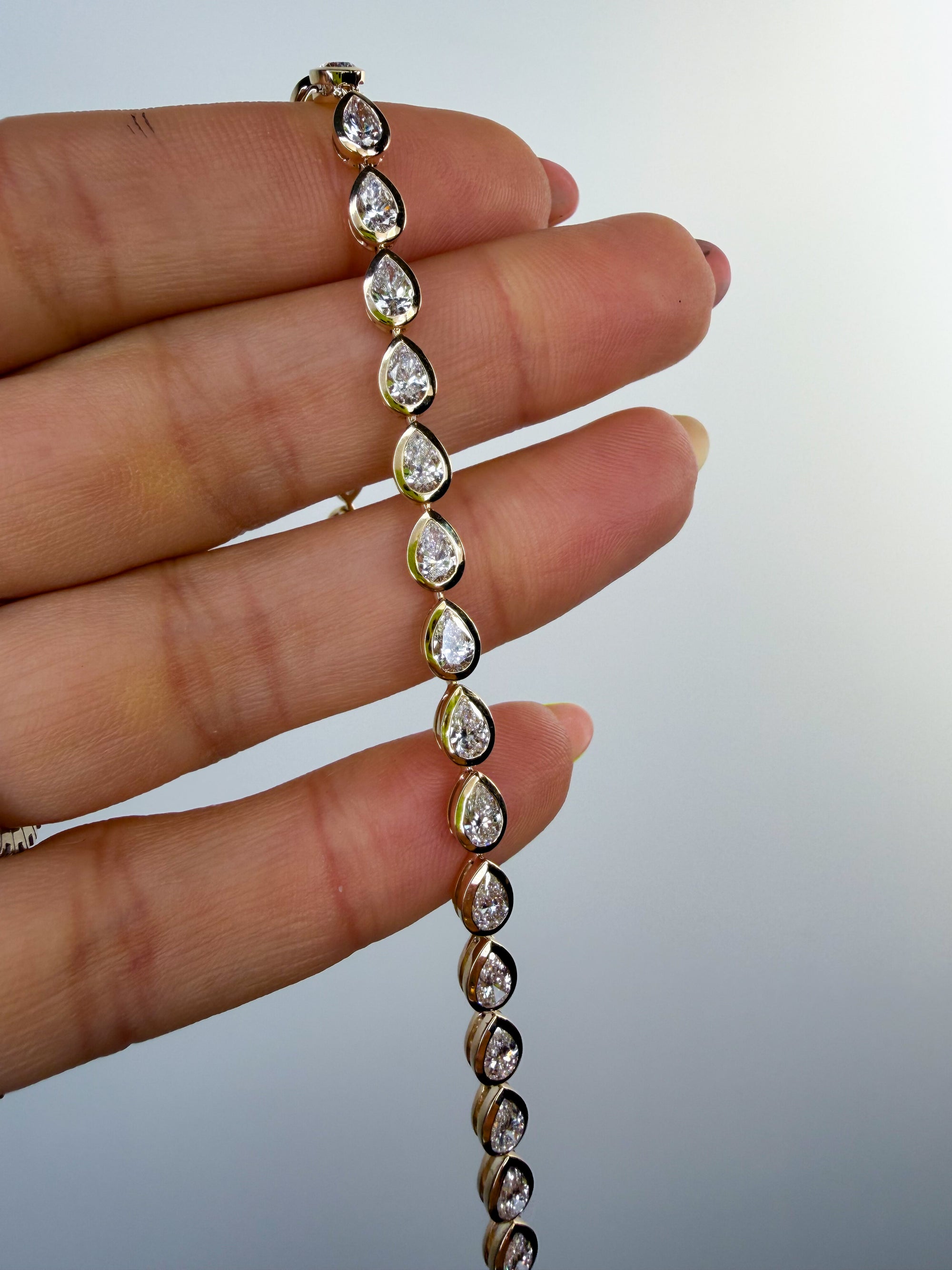 Pear Bezel Set Tennis Bracelet