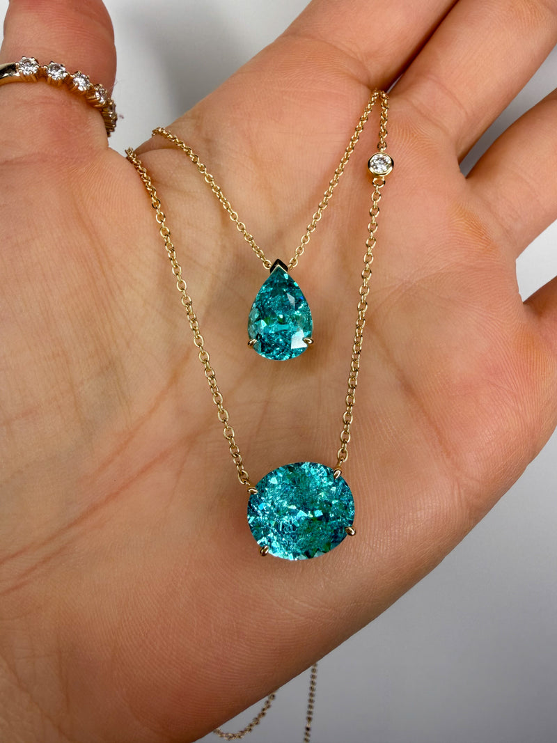 Crushed Ice Oval Paraiba Necklace