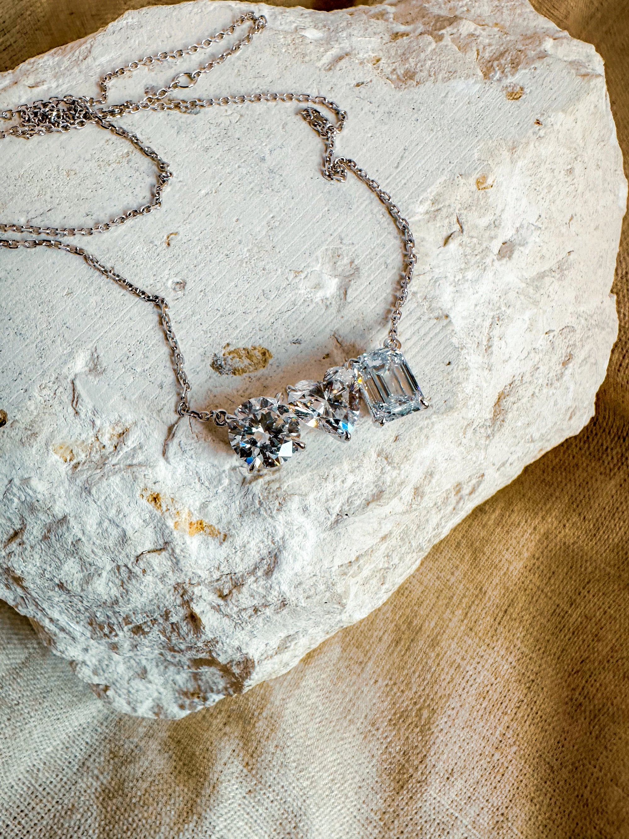 Three Stone Diamond Necklace