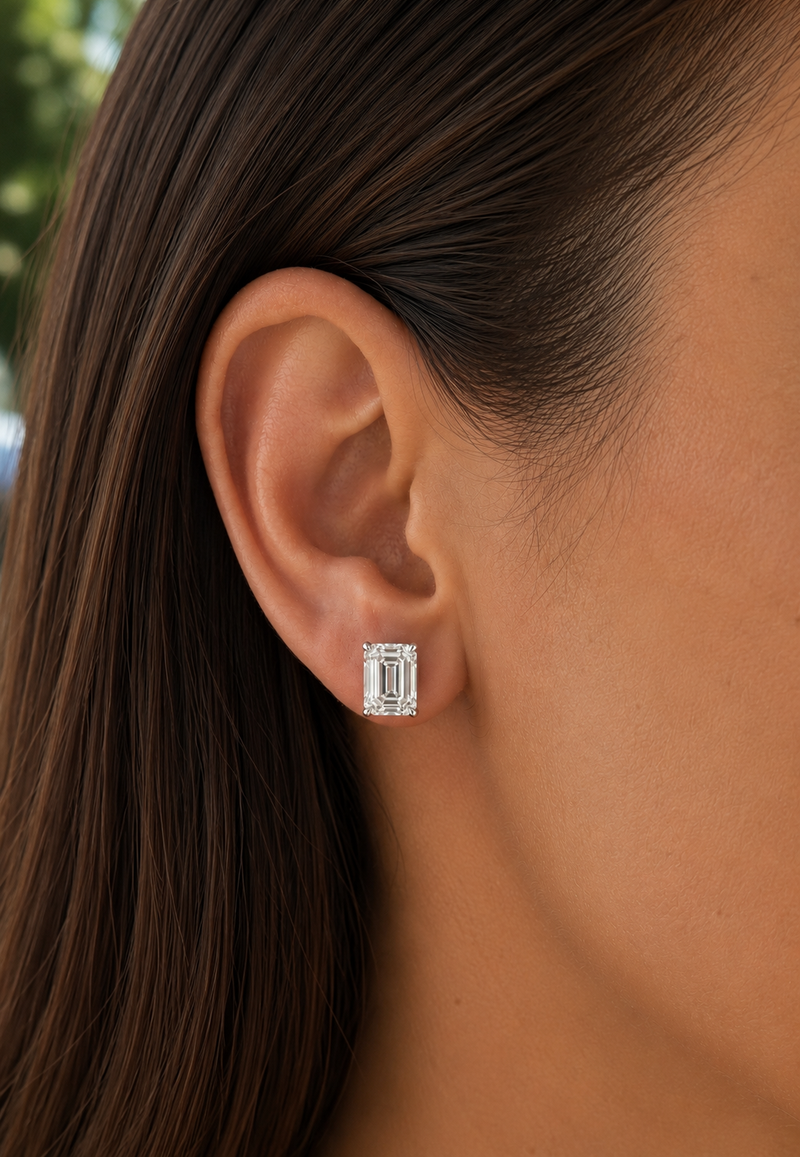 The Power Set - Emerald Cut 4ctw Diamond Studs