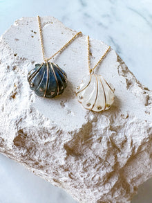 Diamond Moonstone Seashell Necklace