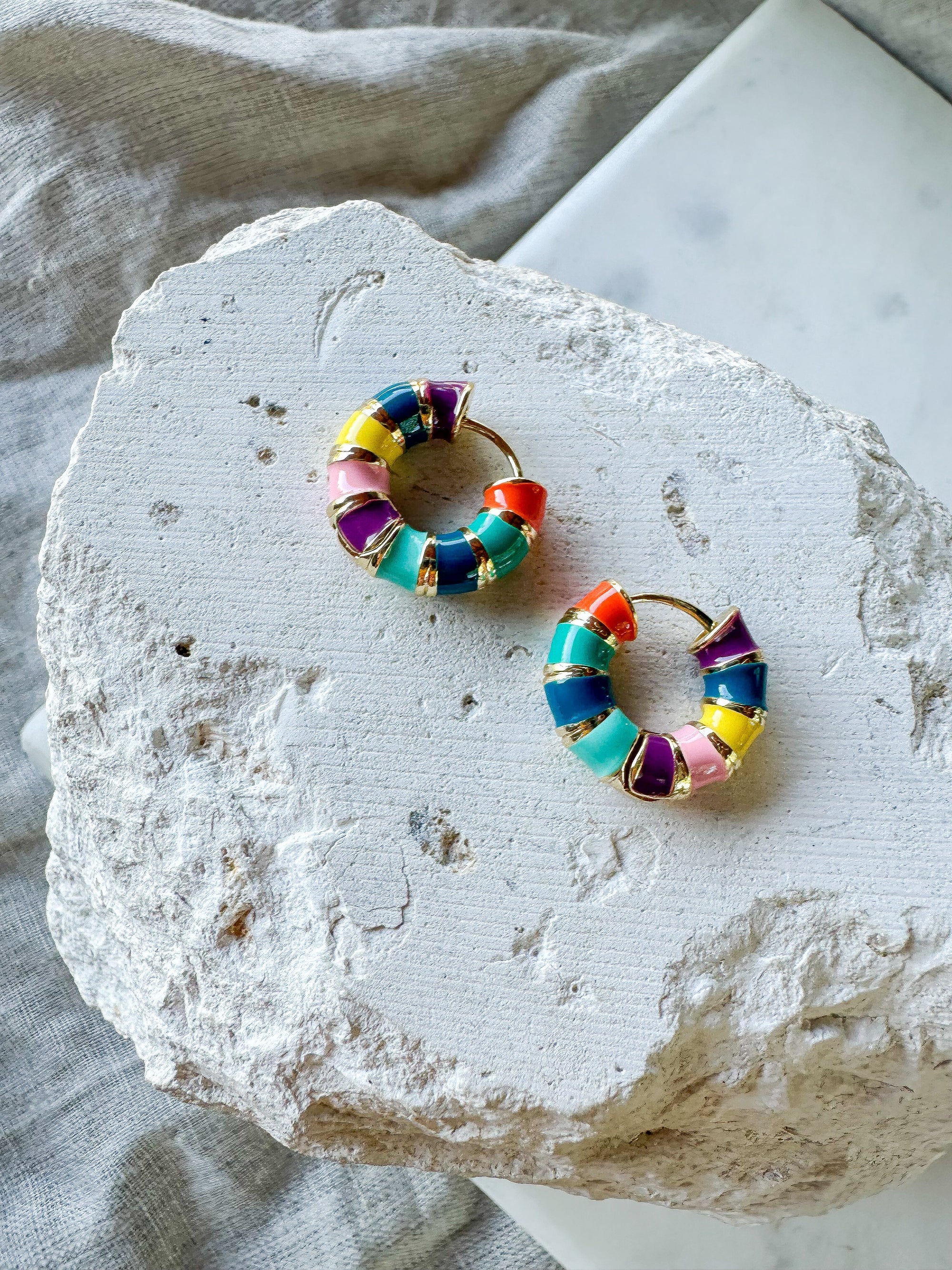 Rainbow Enamel Hoops