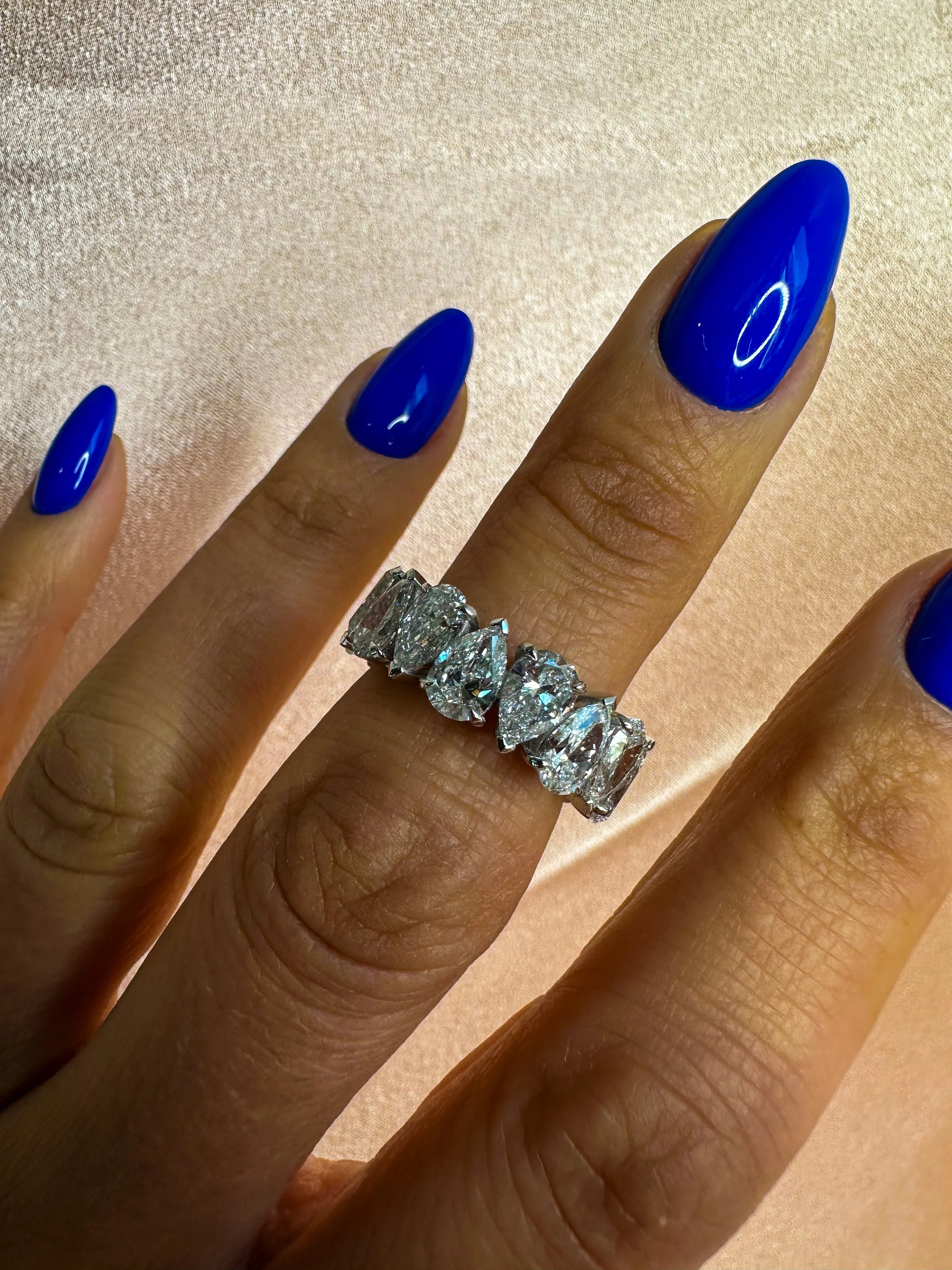 The Alternating Pear Diamond Eternity Band