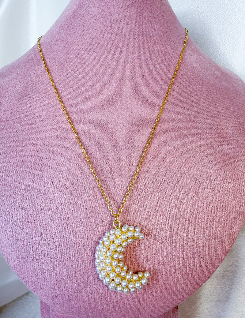 Puffy Pearl Moon Necklace