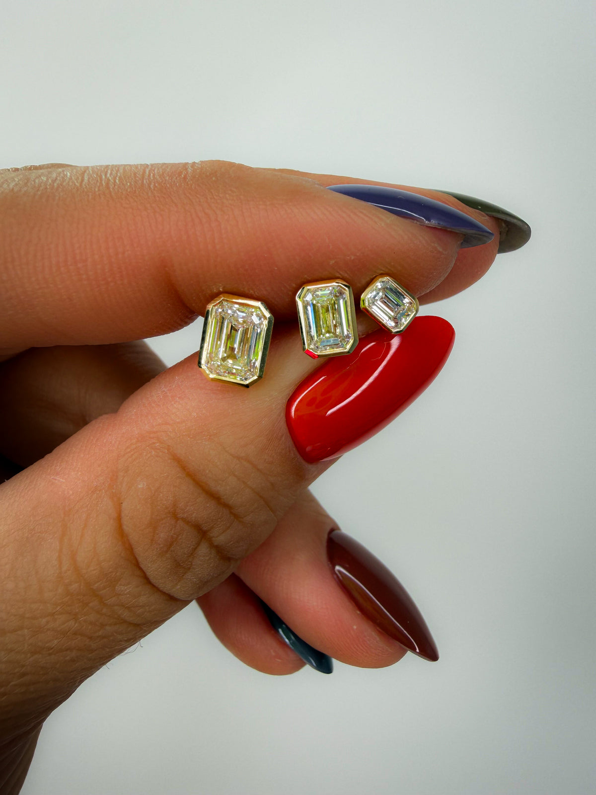 The Little Bezel Emerald Studs