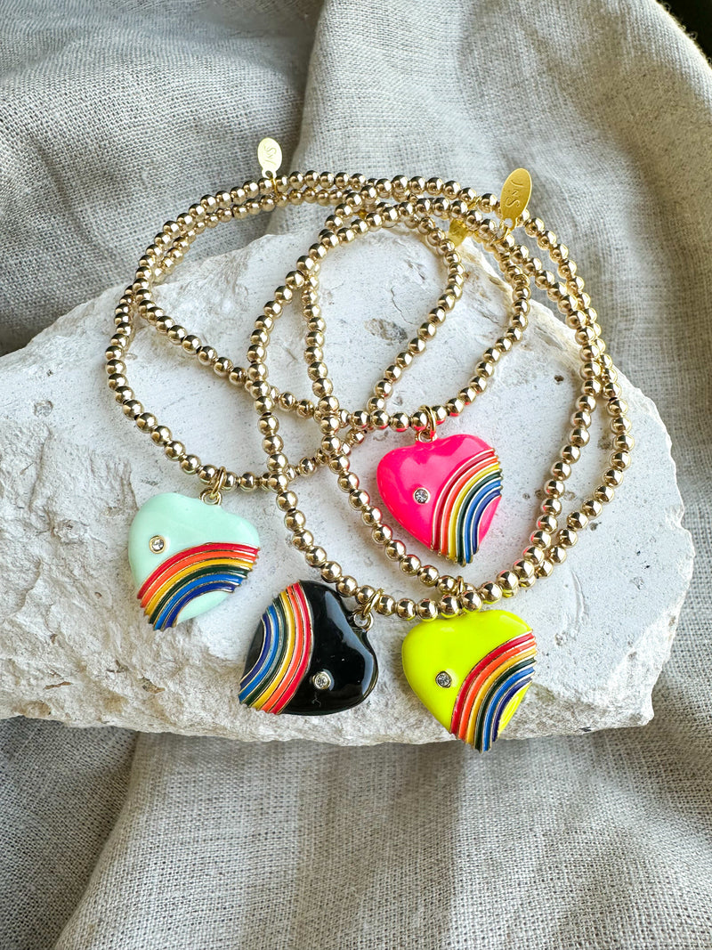 Vintage Rainbow Heart Bracelet