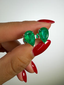 Emerald Pear Studs