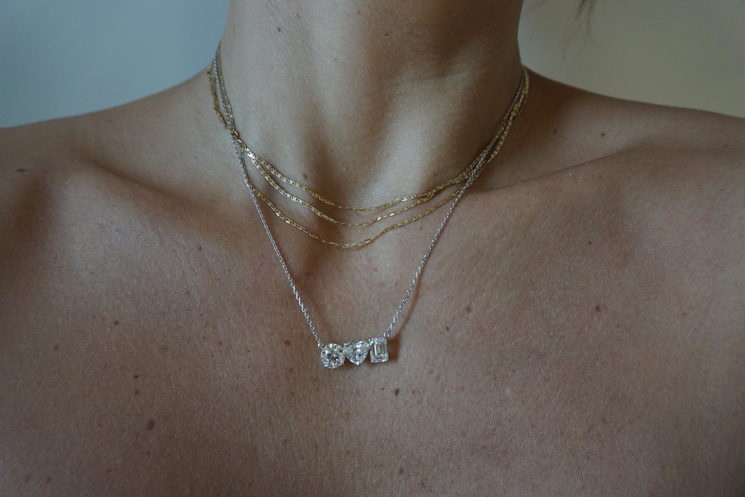Three Stone Diamond Necklace