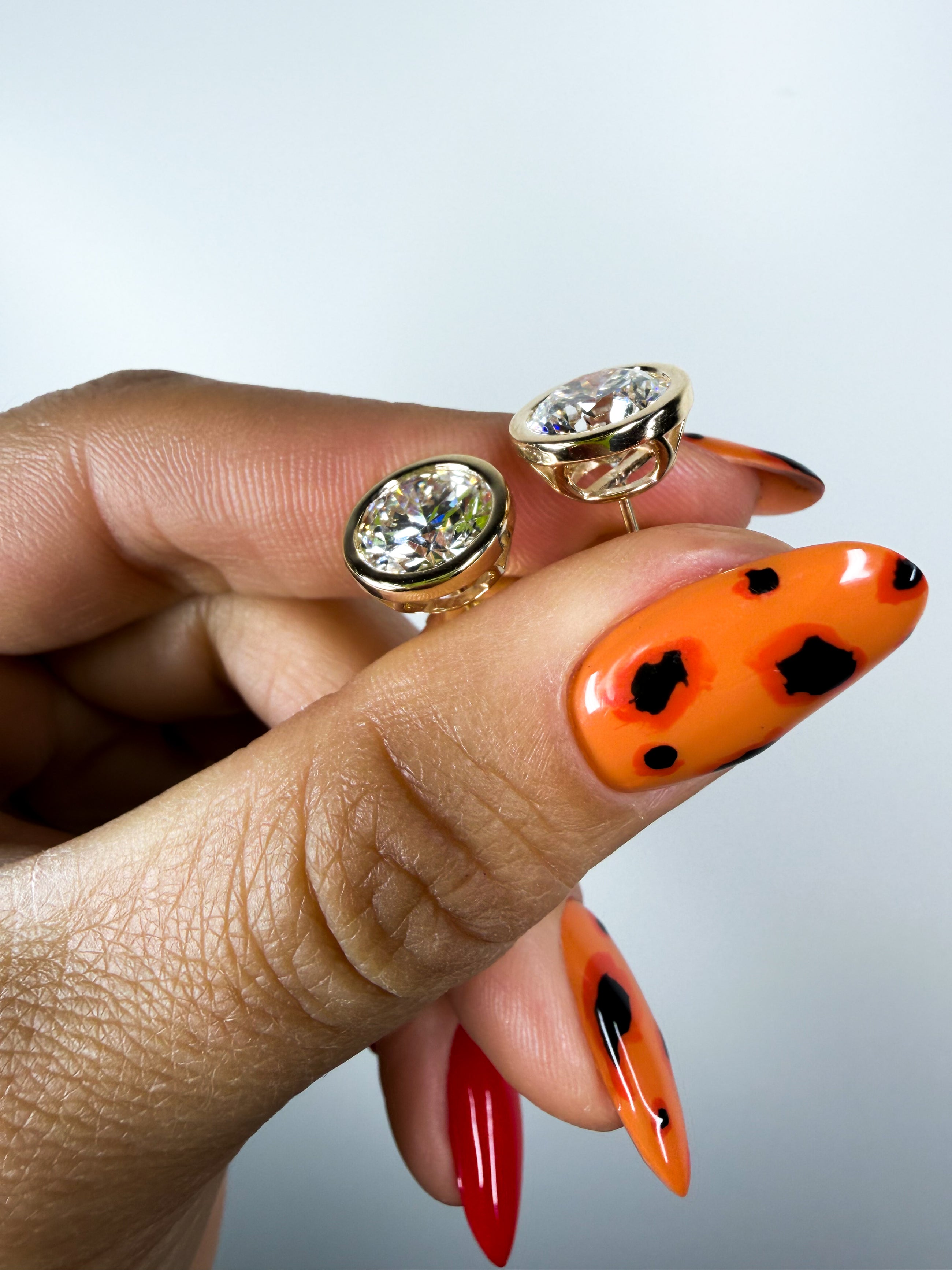 Round Bezel Diamond Studs