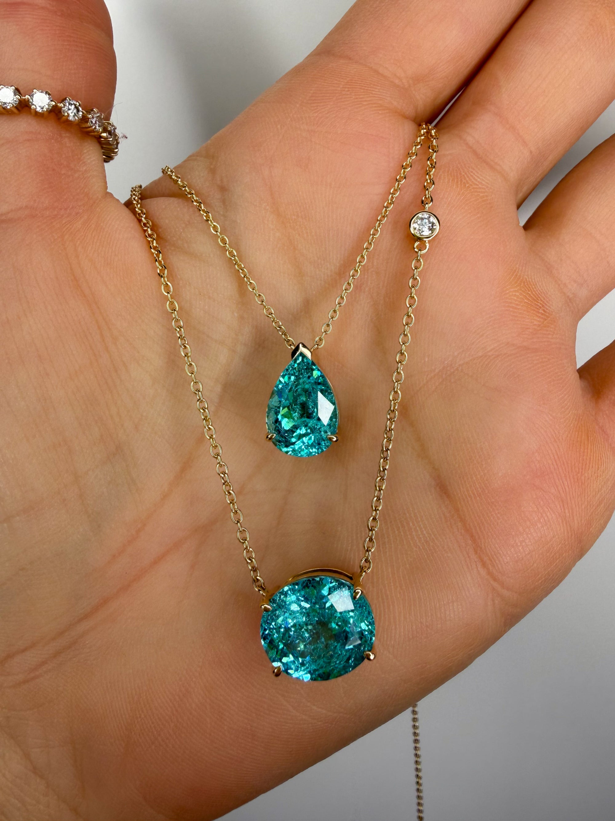Crushed Ice Pear Paraiba Necklace