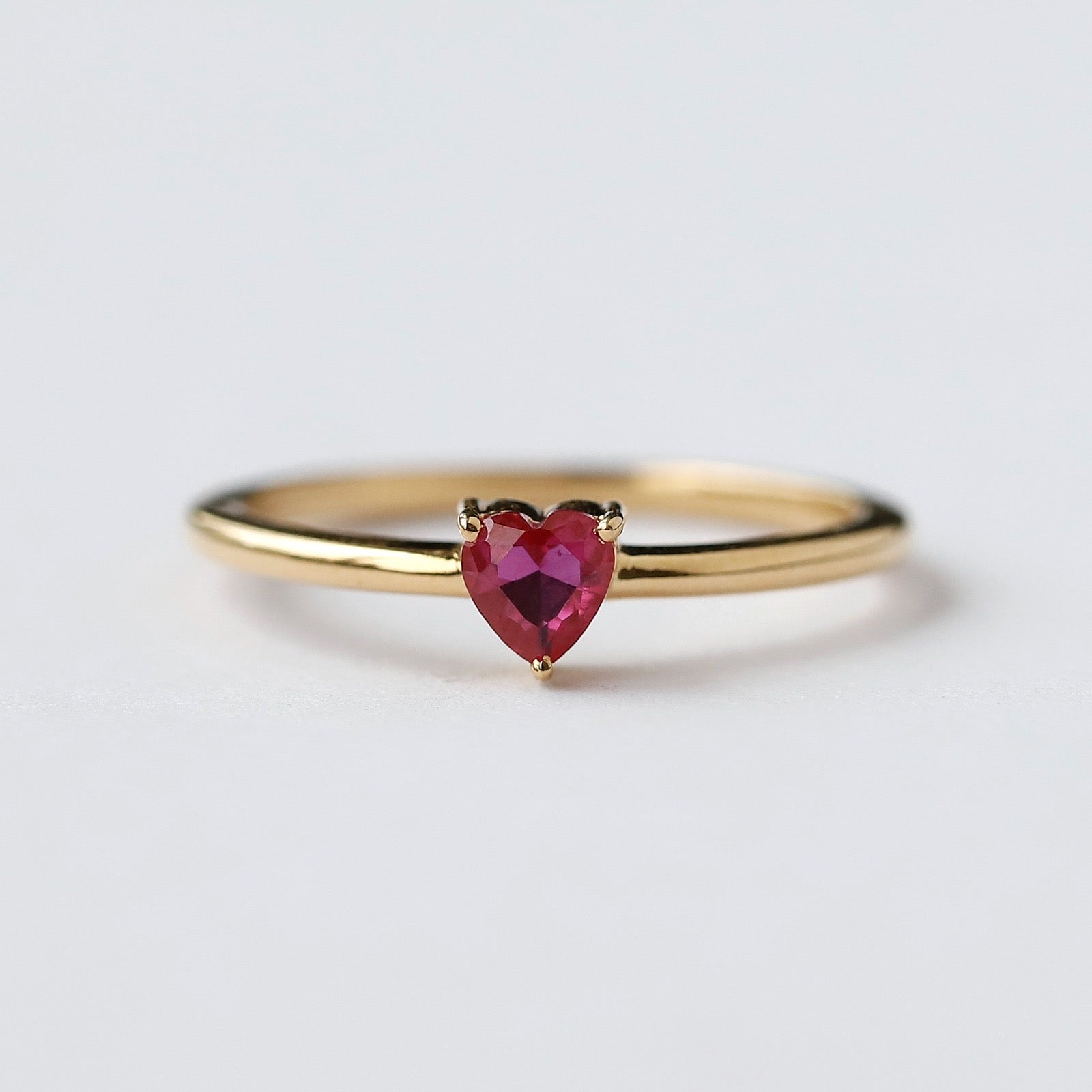 Heart Ruby Whisper Thin Solitaire Ring