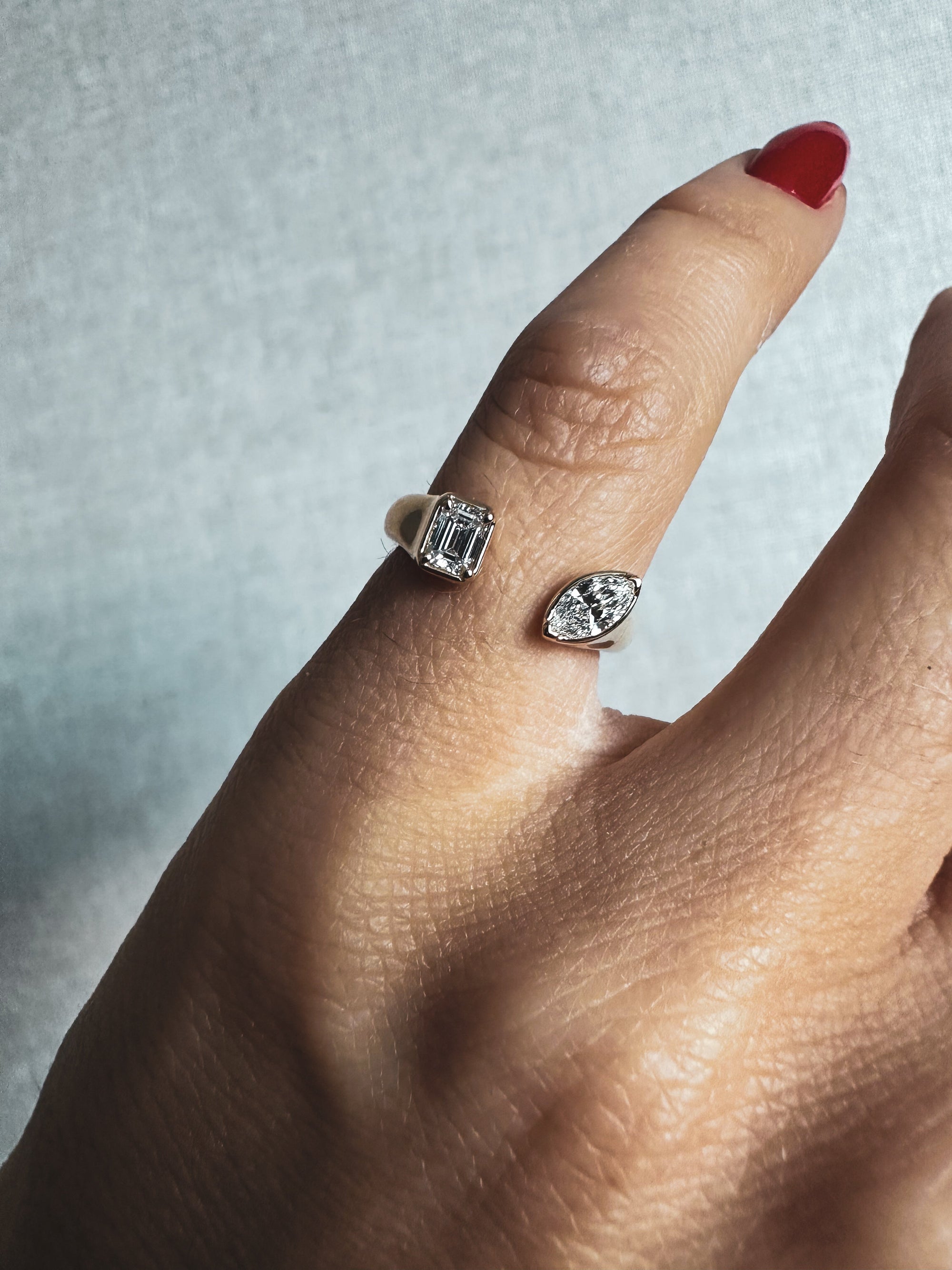 Emerald & Marquise Diamond Pinky Ring