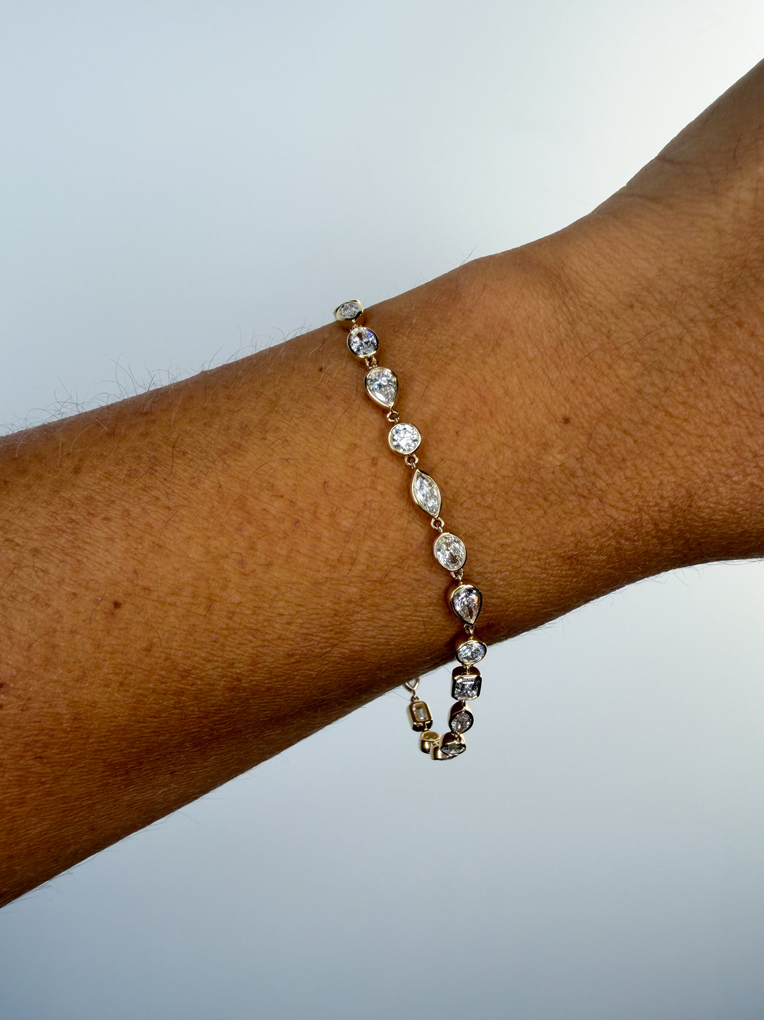 Bezel Multi-Shape Chain Bracelet