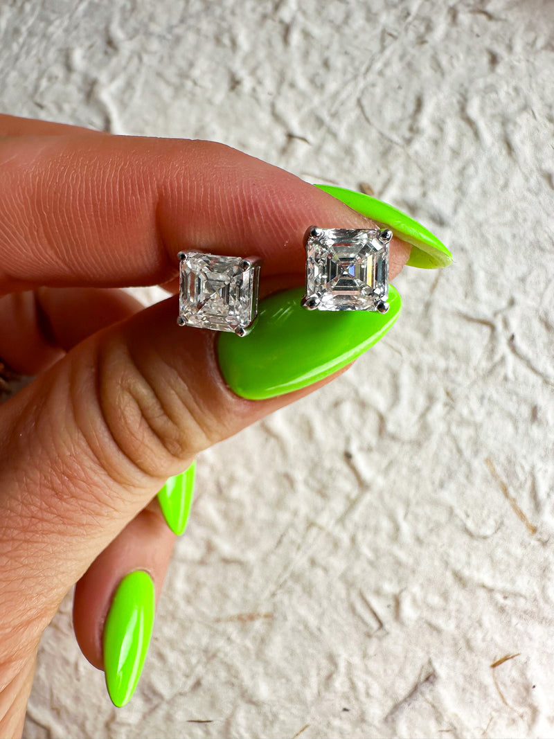 The Icebox - Asscher Cut 3ctw Diamond Studs