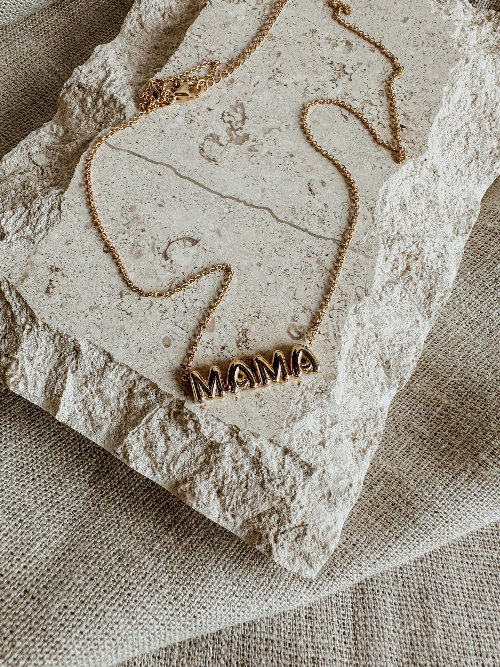 Puffy Gold MAMA Necklace