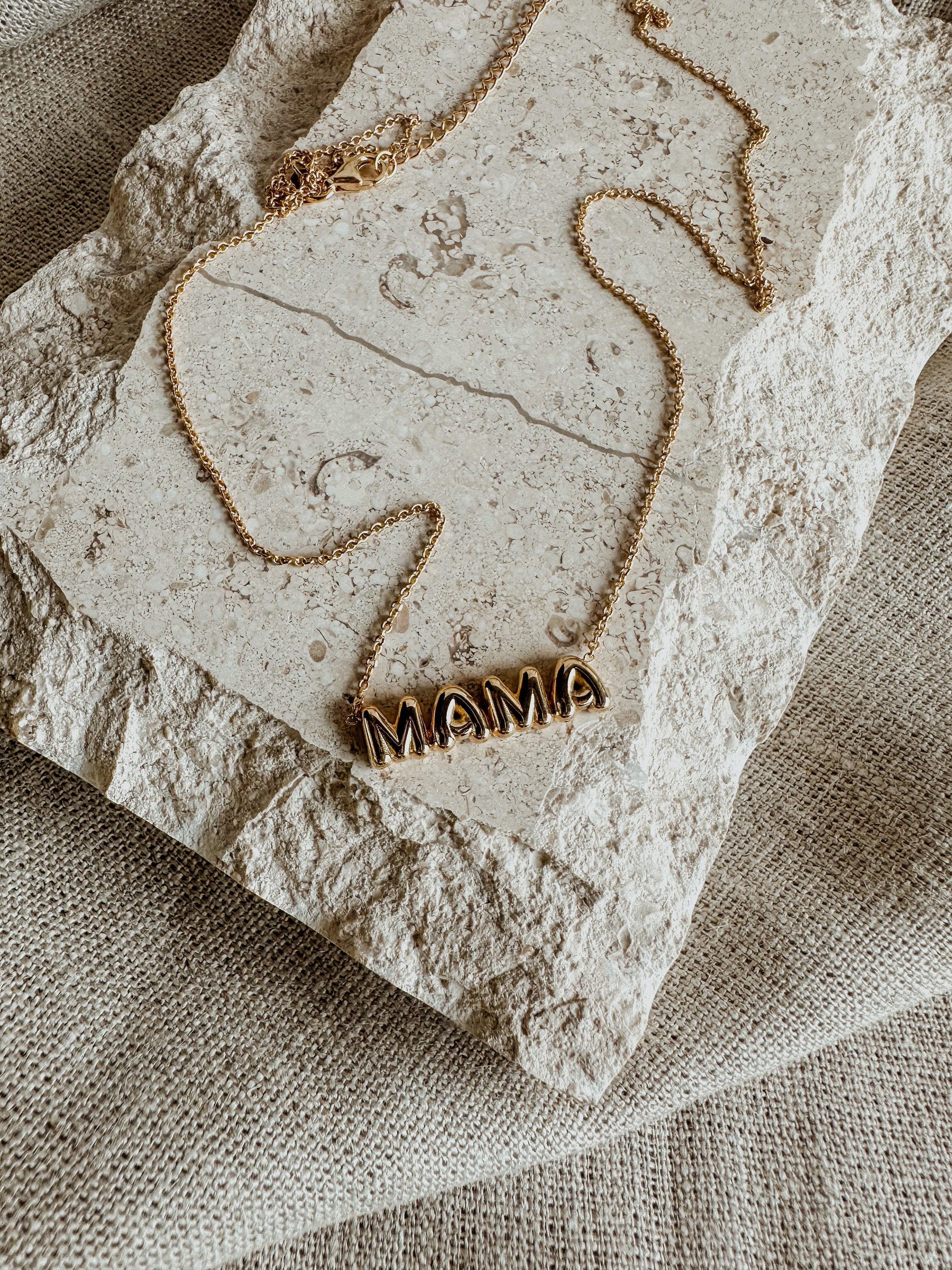 Puffy Gold MAMA Necklace