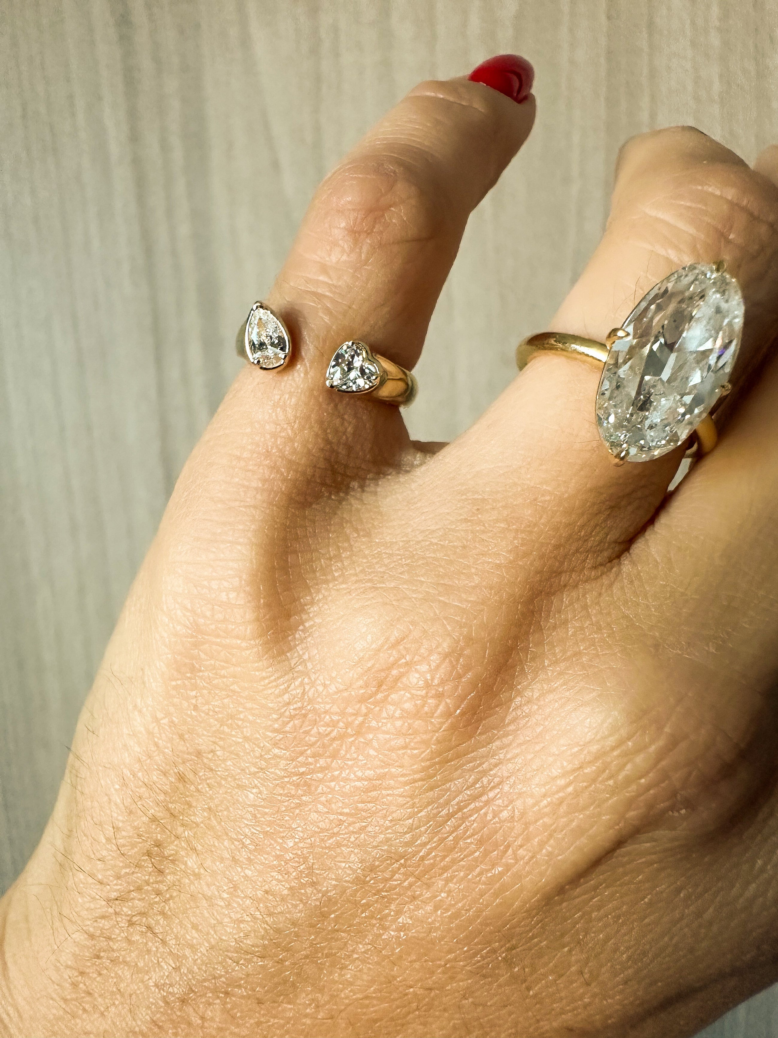 Heart & Pear Diamond Pinky Ring