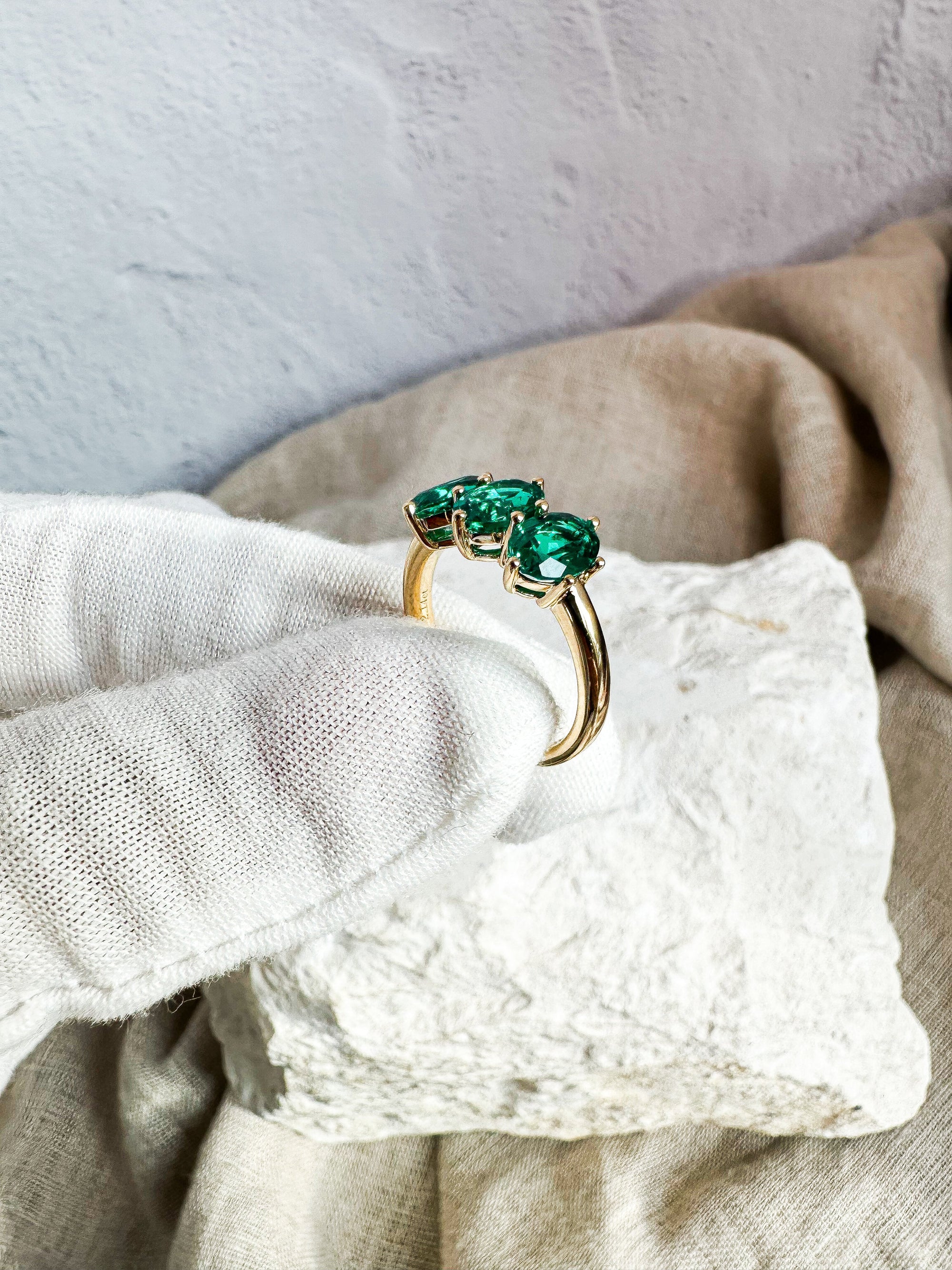 Trio Emerald Ring