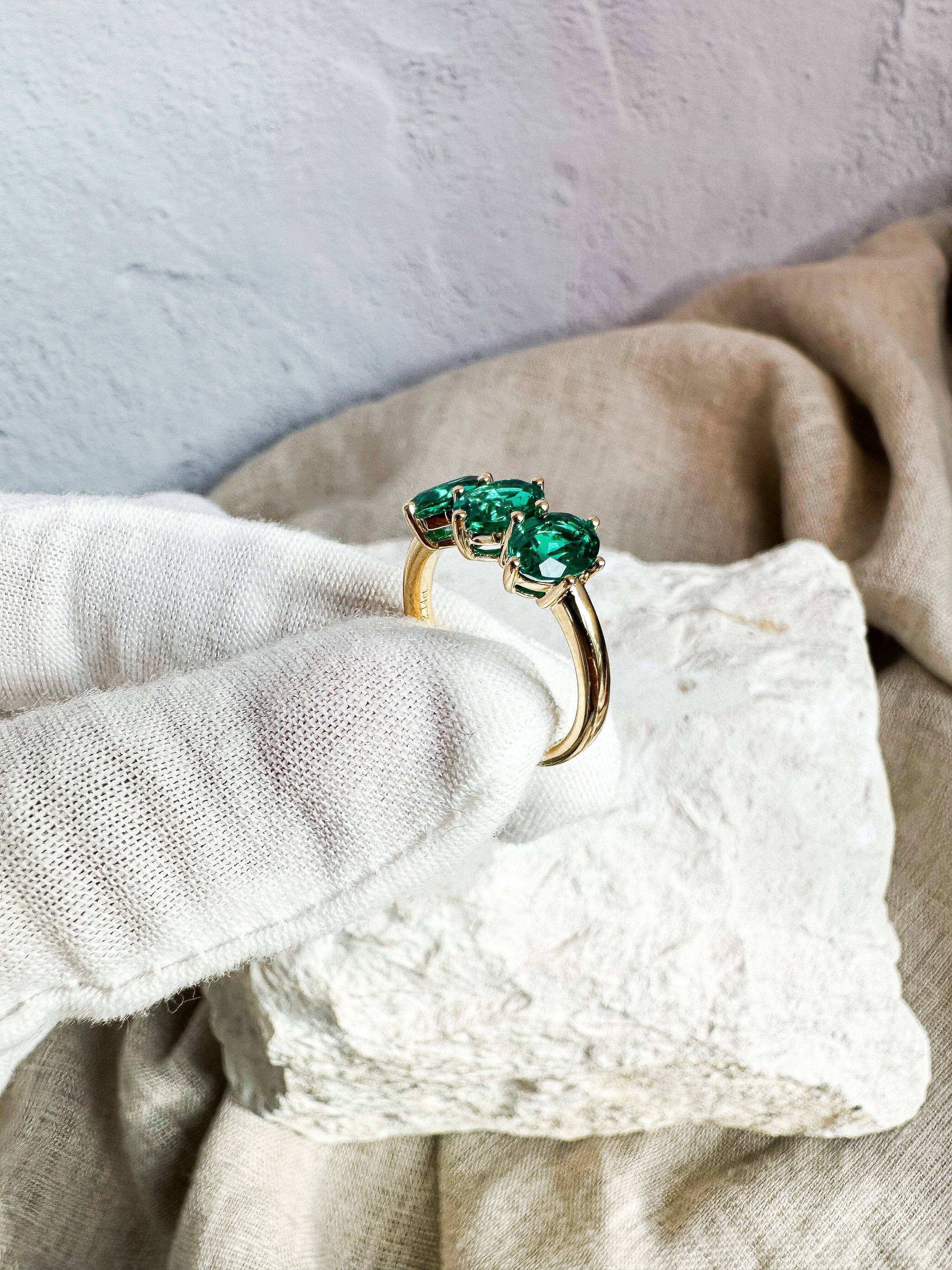 Trio Emerald Ring
