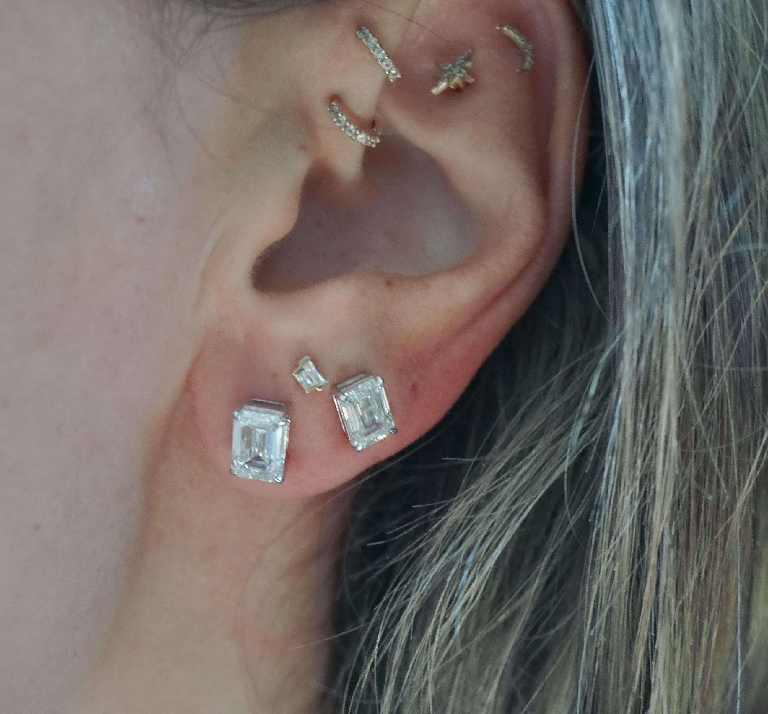 The Cool Girls - Emerald Cut 3ctw Diamond Studs